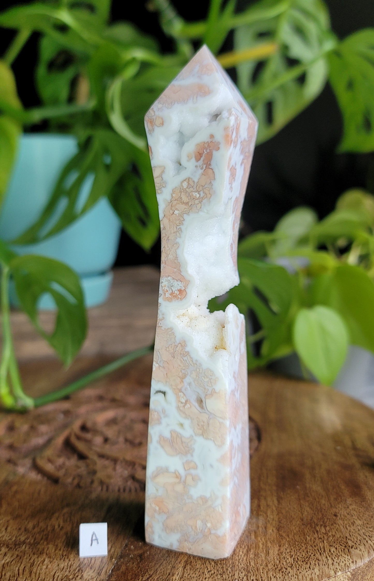 Pink Agate Tower – Soothing Energy & Heart Healing Crystal