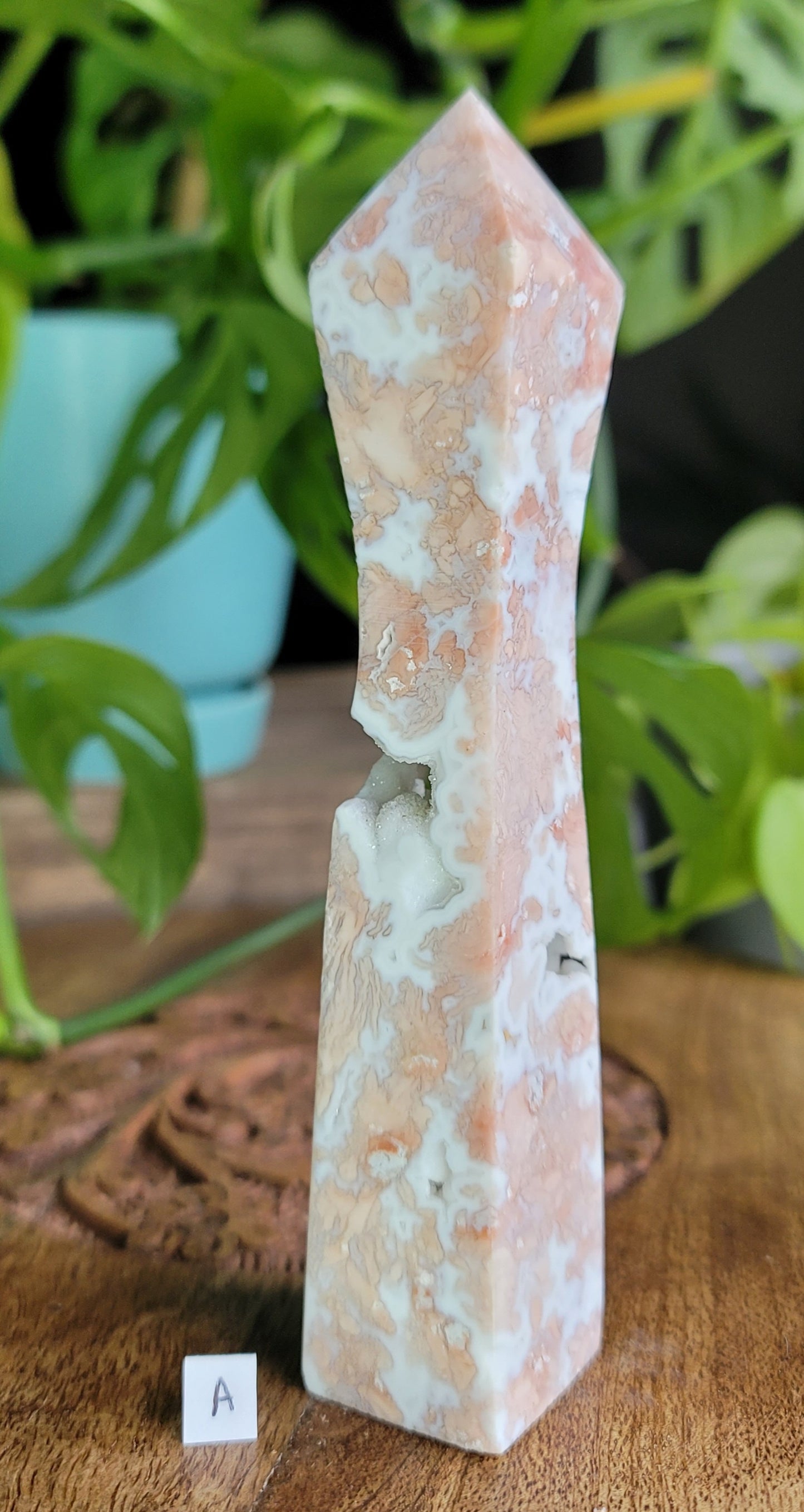 Pink Agate Tower – Soothing Energy & Heart Healing Crystal