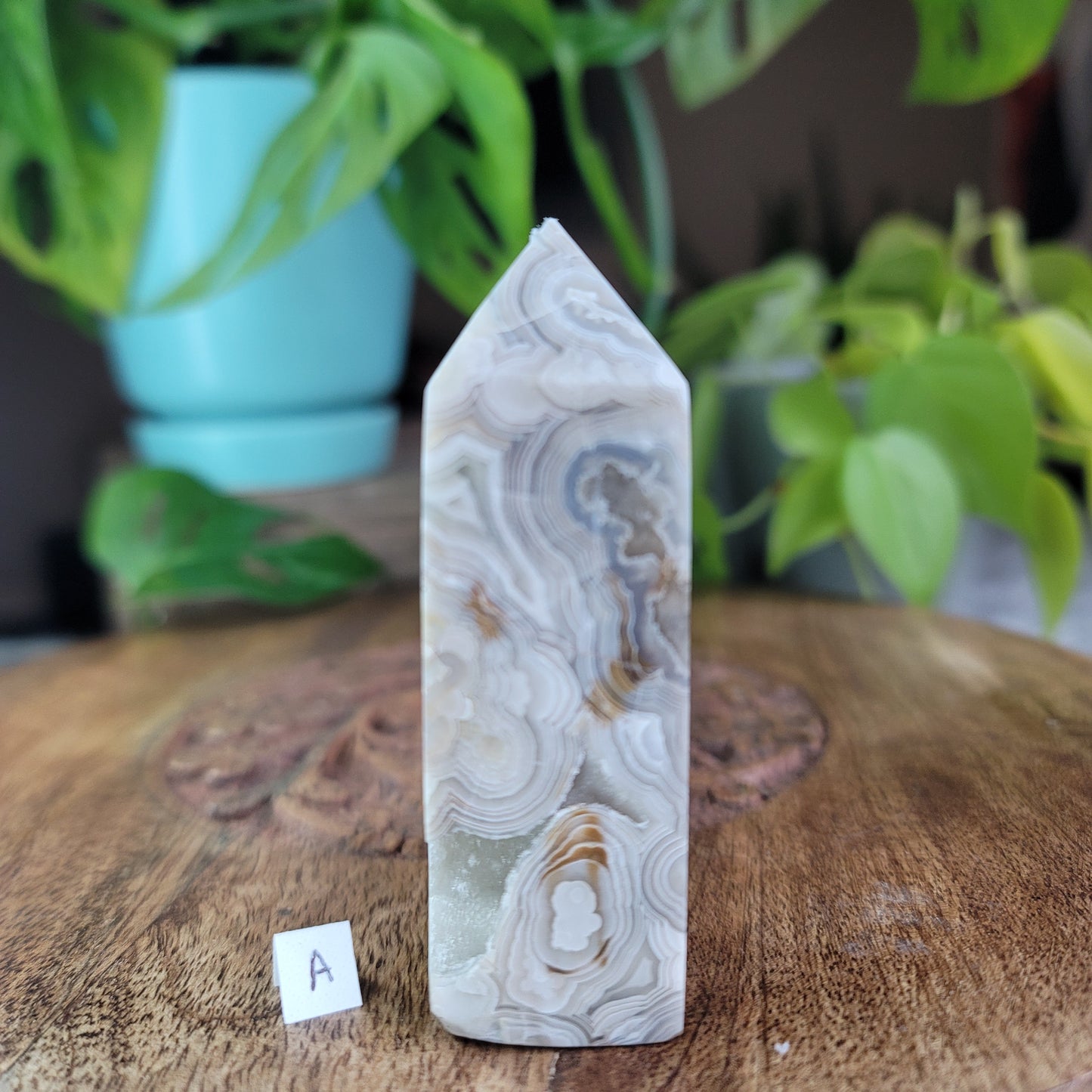 Mexican Crazy Lace Agate Tower: Radiant Patterns of Joyful Energy
