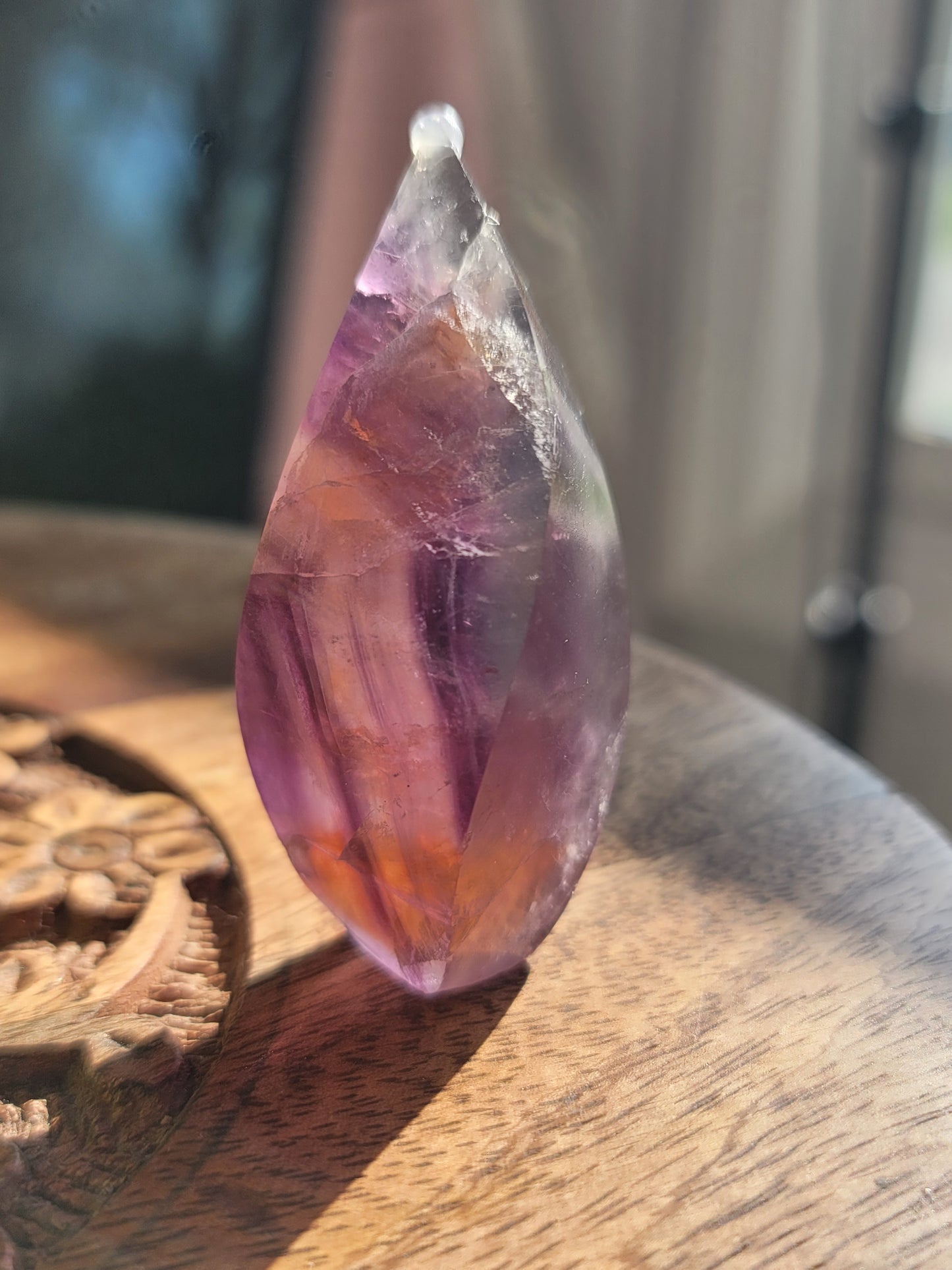 Fluorite Flame Carving: Radiant Spectrum of Healing Energies