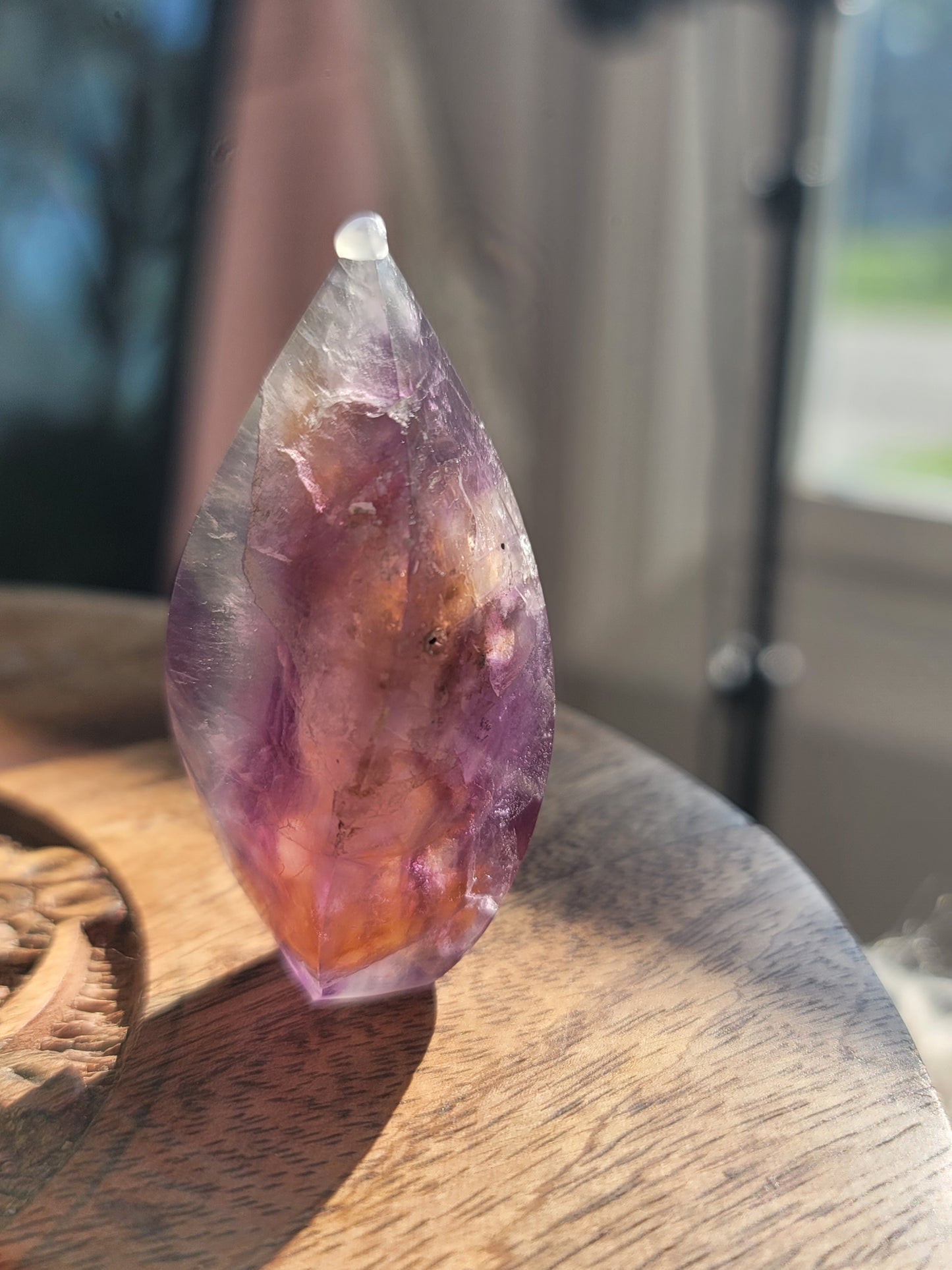 Fluorite Flame Carving: Radiant Spectrum of Healing Energies