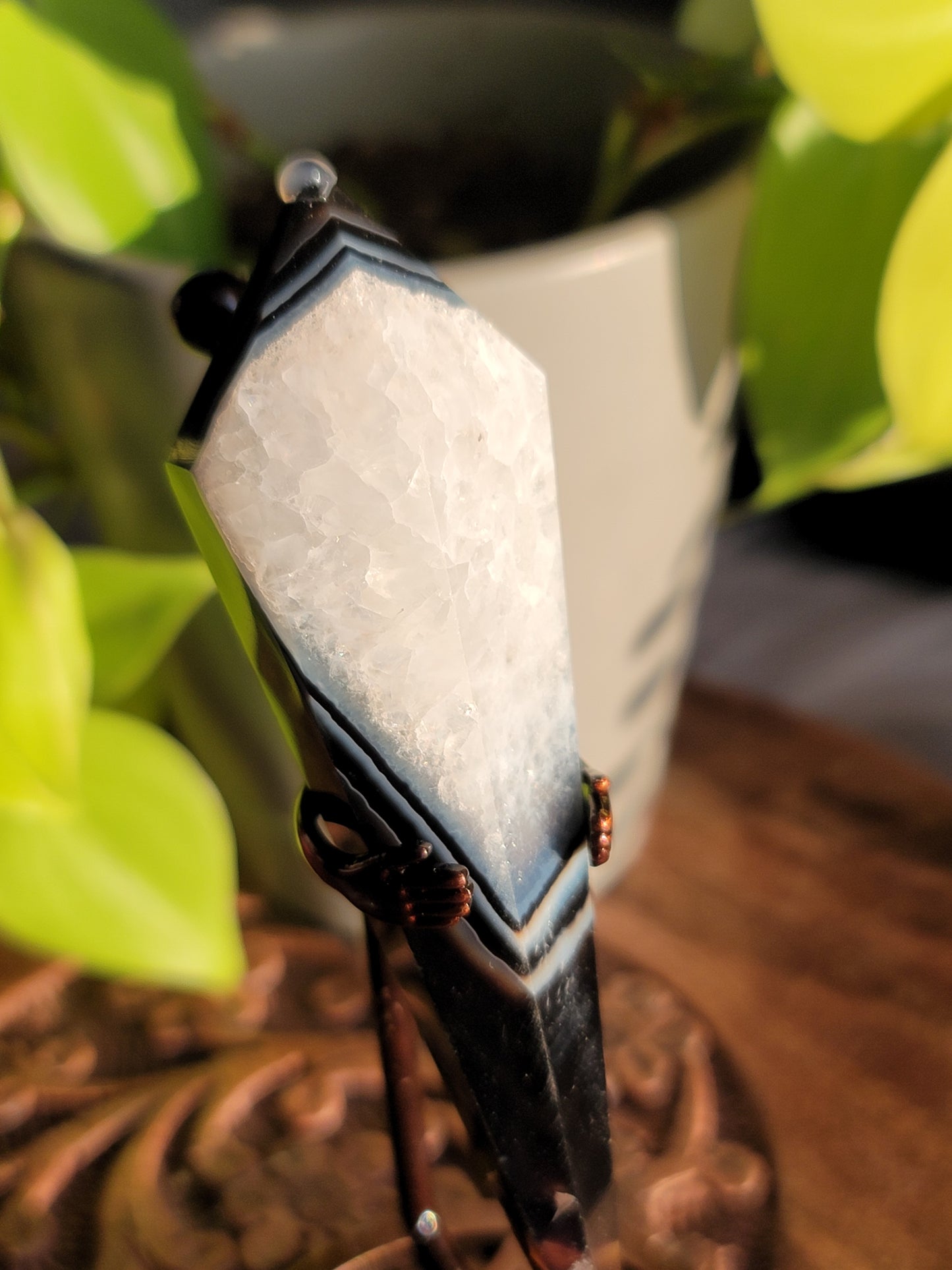 Black Agate Wand with Quartz: Grounded Elegance and Clear Energies