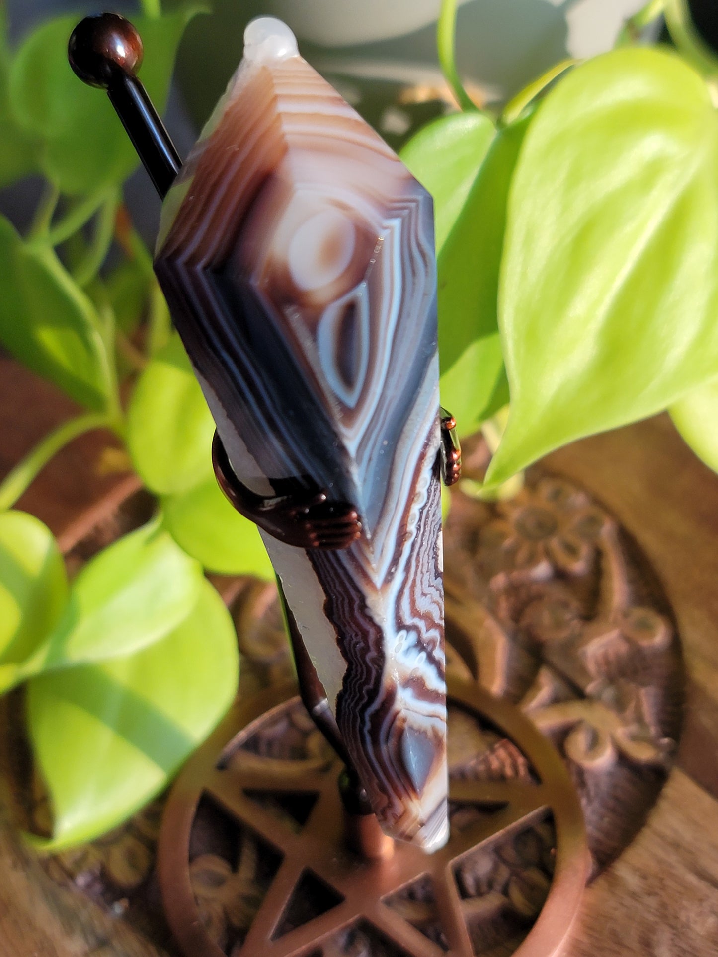 Black Agate Wand with Quartz: Grounded Elegance and Clear Energies