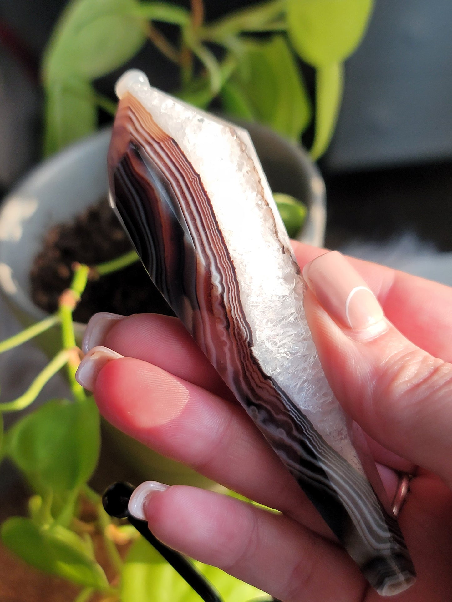 Black Agate Wand with Quartz: Grounded Elegance and Clear Energies