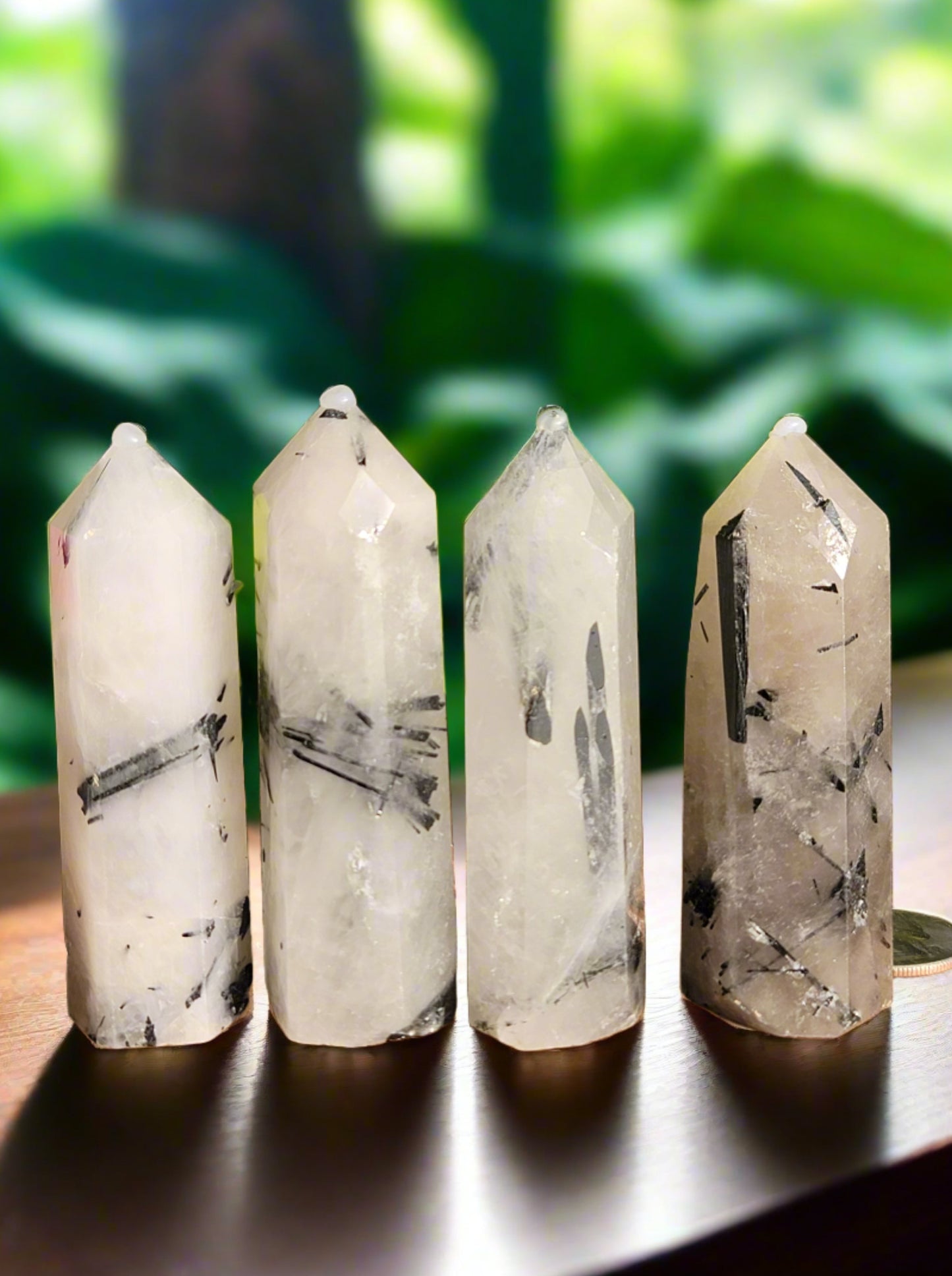 Black Tourmaline Quartz Point: Harmonious Protection and Grounding Energy 3"
