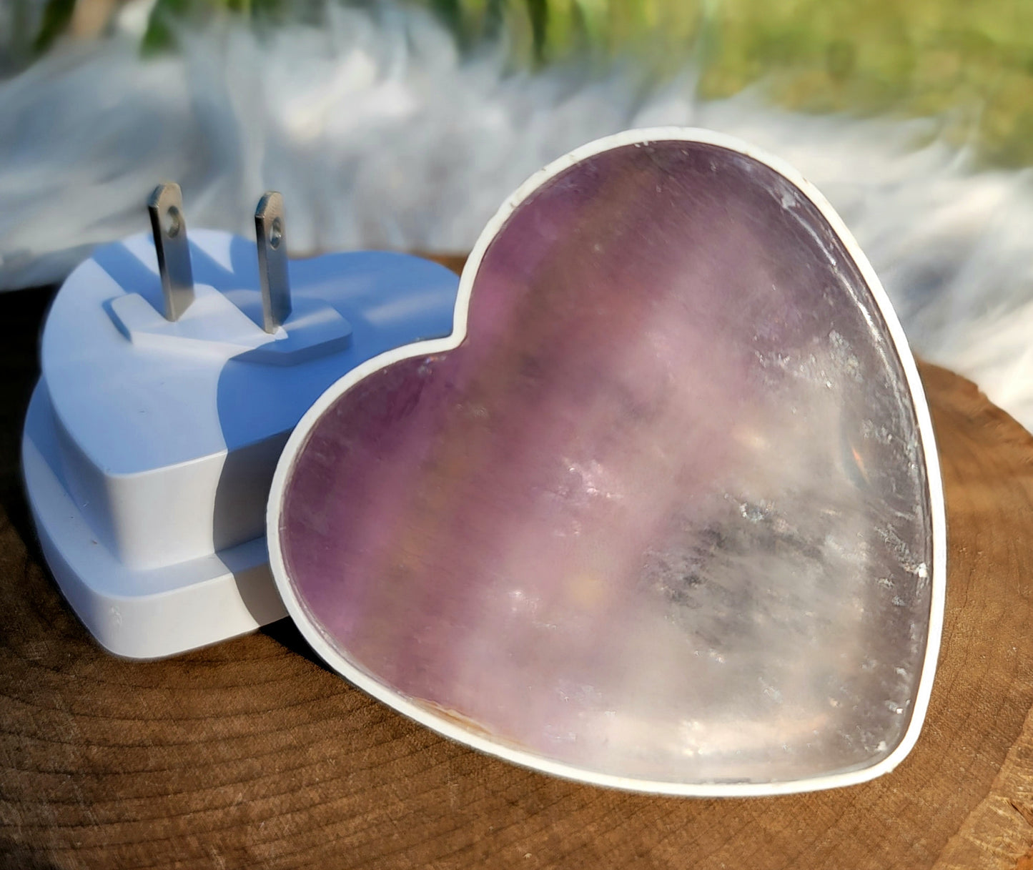 Crystal Heart Night Lights – Rose Quartz & Fluorite