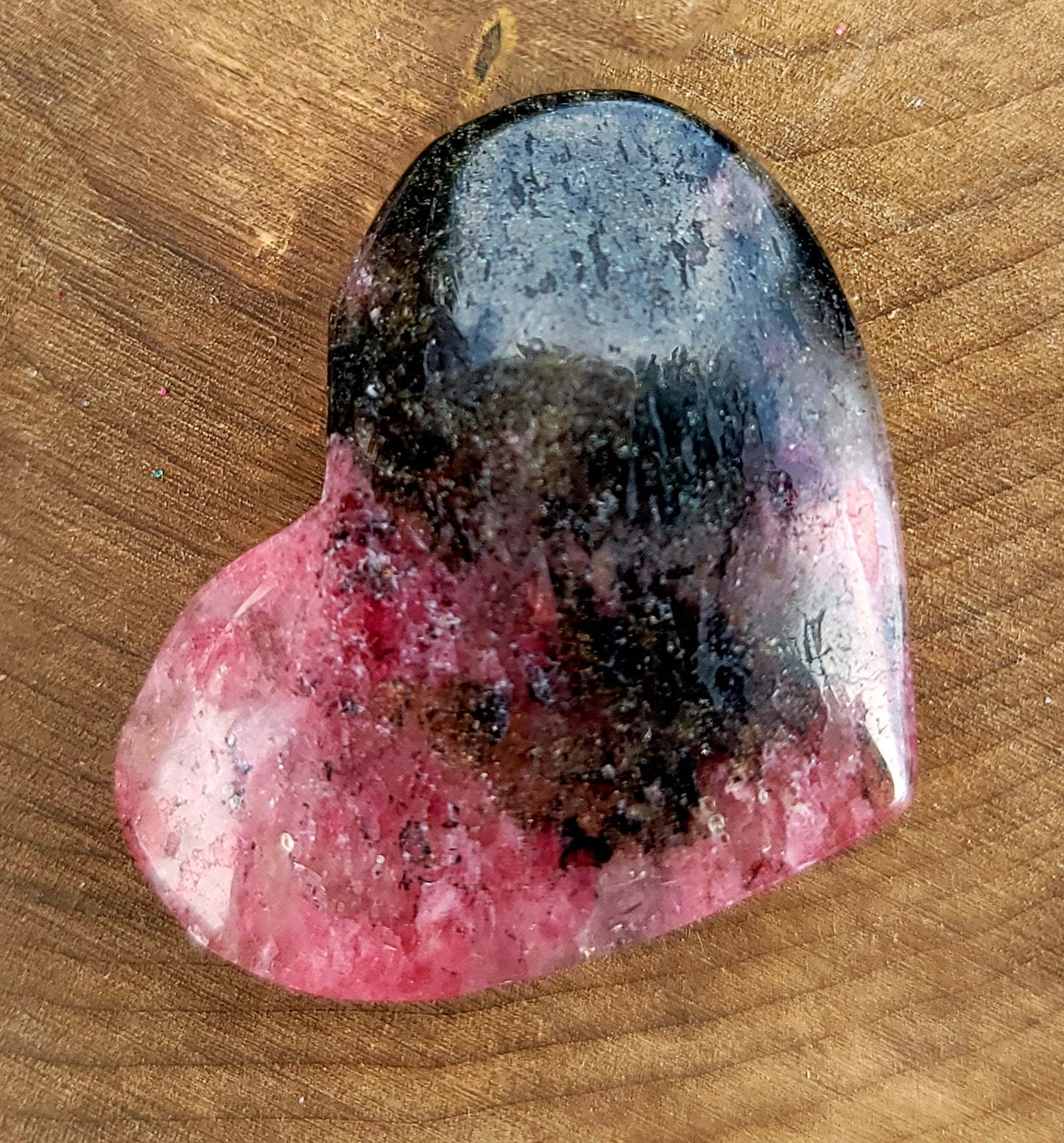 Pink & Black Tourmaline in Quartz Heart – Protection, Self-Love & Emotional Balance