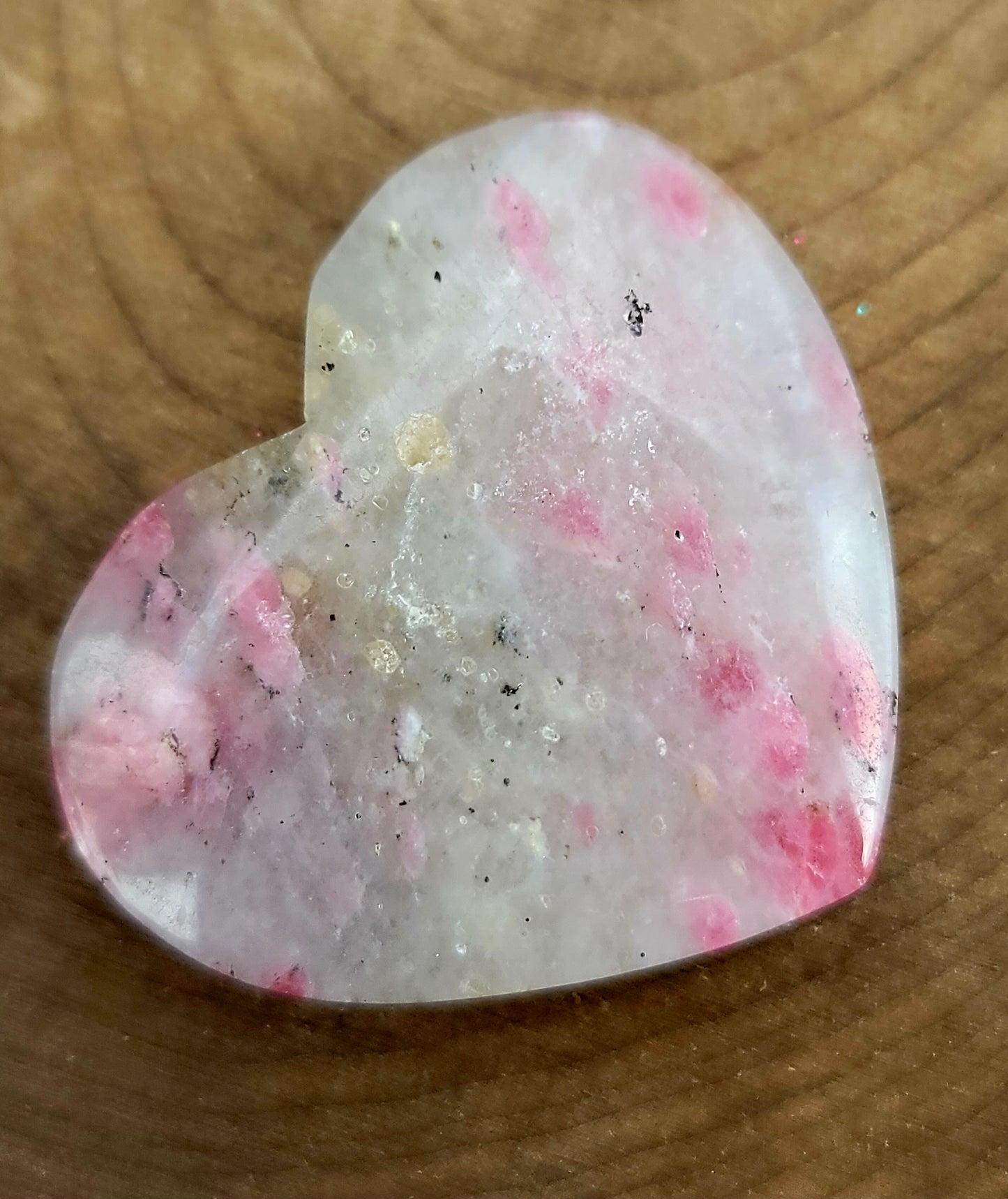 Pink & Black Tourmaline in Quartz Heart – Protection, Self-Love & Emotional Balance