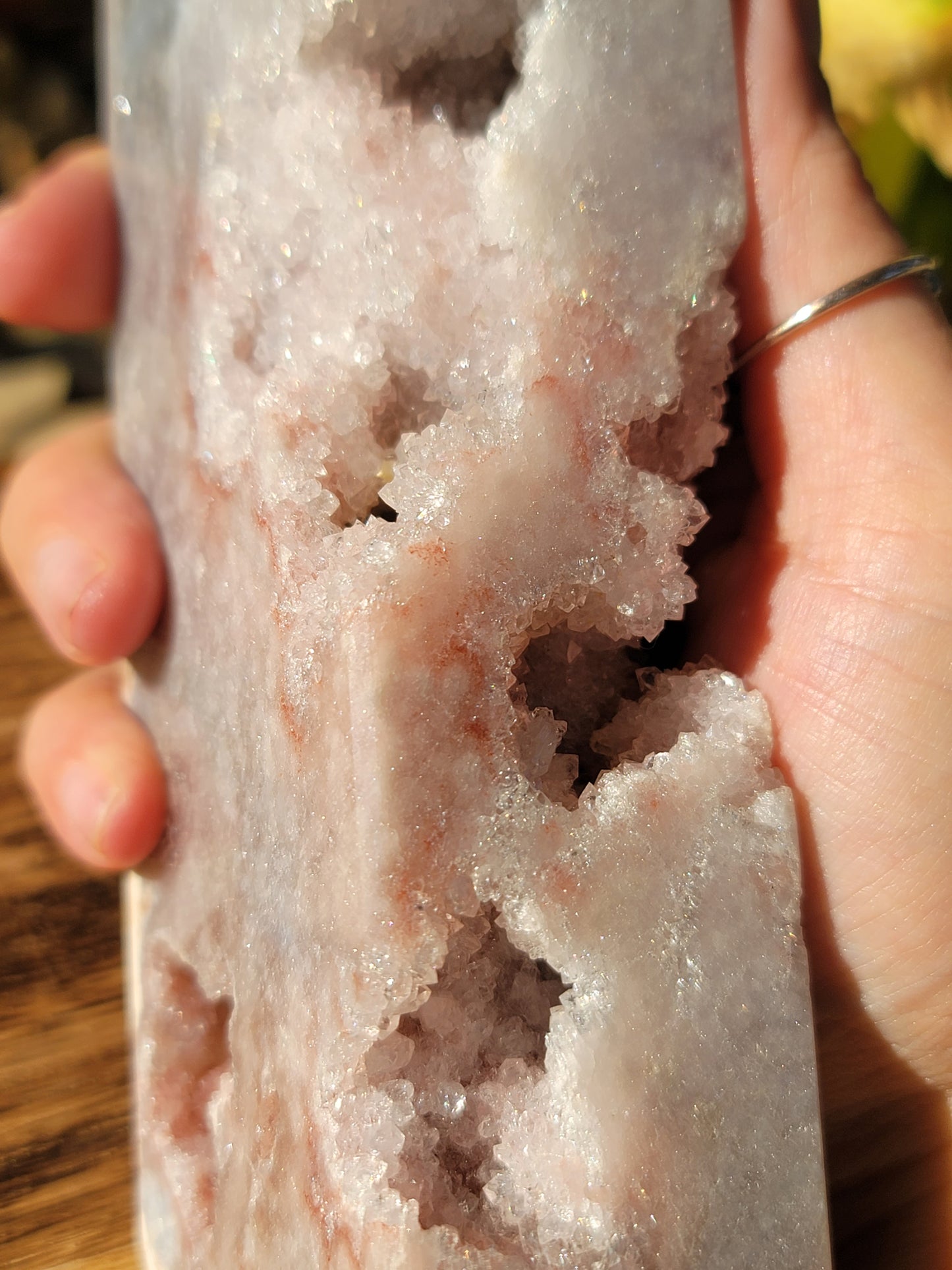 Druzy Pink Amethyst Tower – 7” Statement Crystal for Love & Intuition