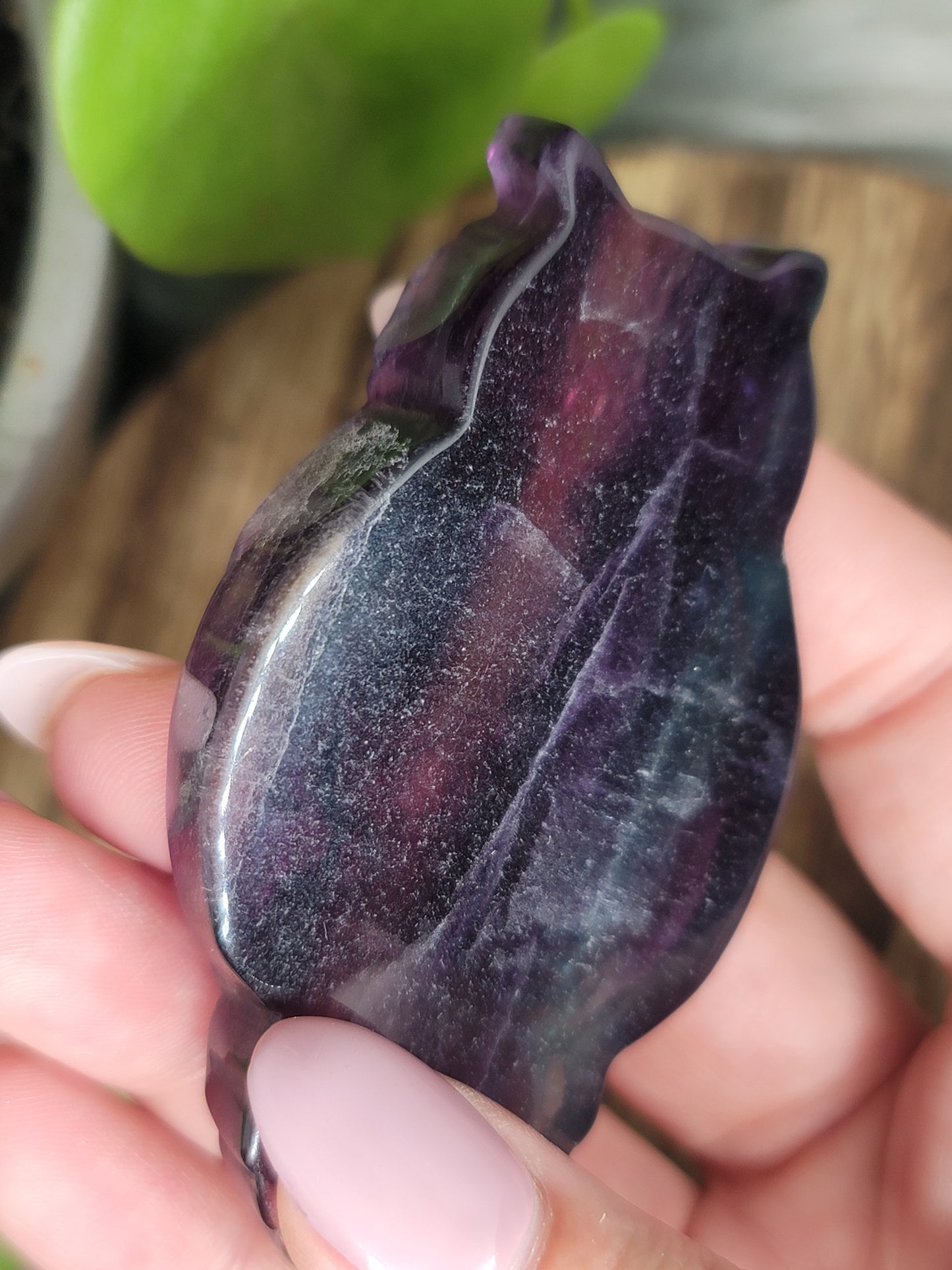 Fluorite Owl and Skull Carving: Guardian of Wisdom and Transformation