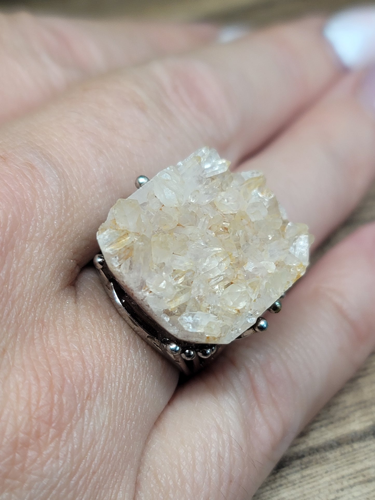 Druzy Quartz Specimen Ring: Sparkling Energy and Amplified Intentions
