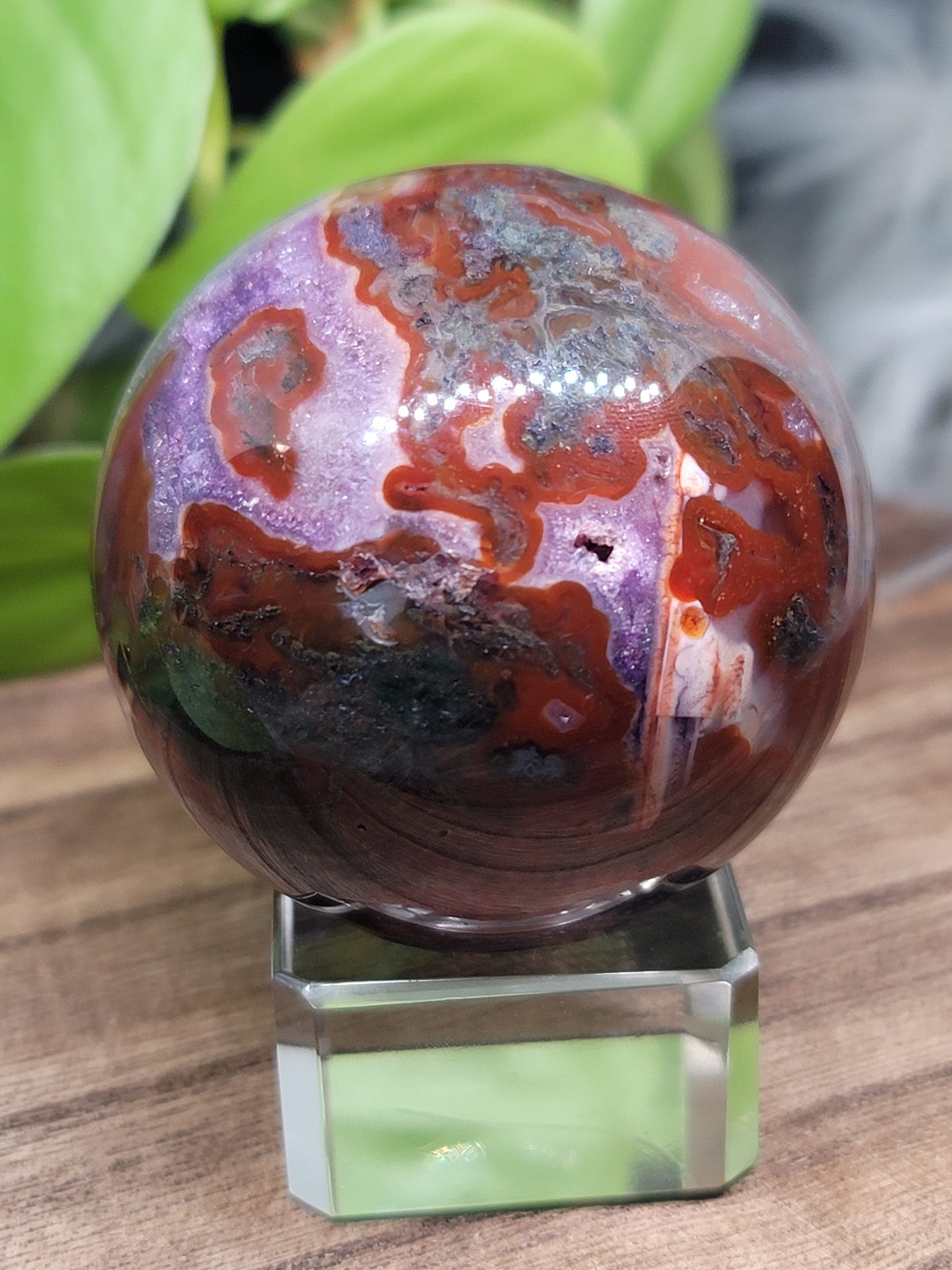 Druzy Moss Agate Sphere: Earthy Serenity and Natural Harmony
