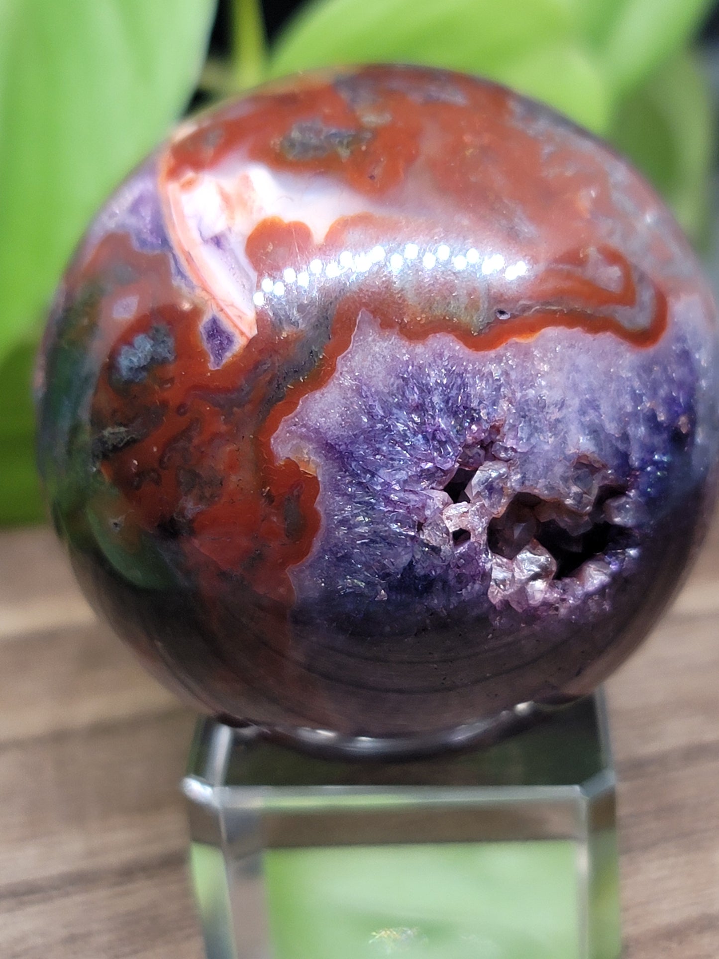 Druzy Moss Agate Sphere: Earthy Serenity and Natural Harmony