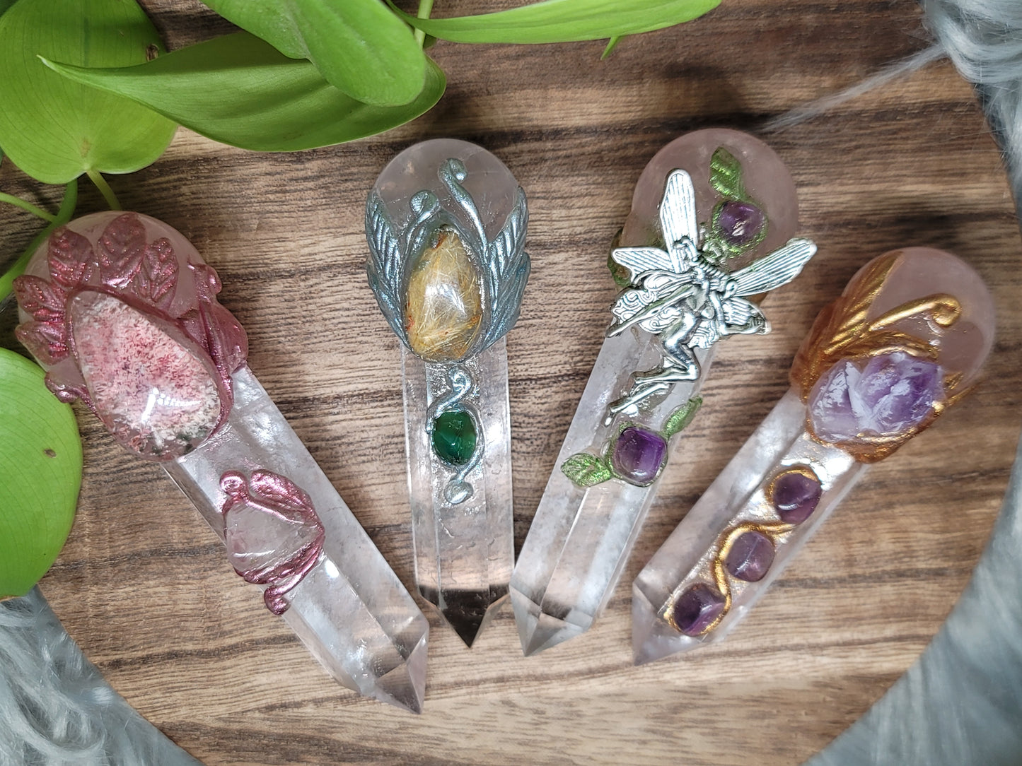 Handcrafted Quartz & Rose Quartz Wand – Unique Energy Tool for Healing & Manifestation