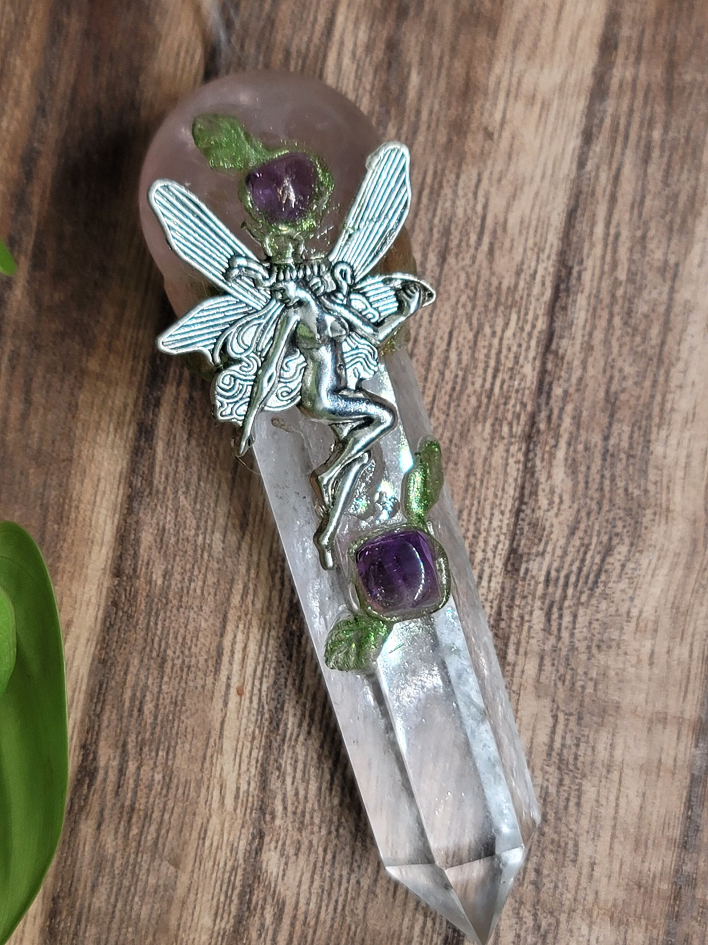 Handcrafted Quartz & Rose Quartz Wand – Unique Energy Tool for Healing & Manifestation