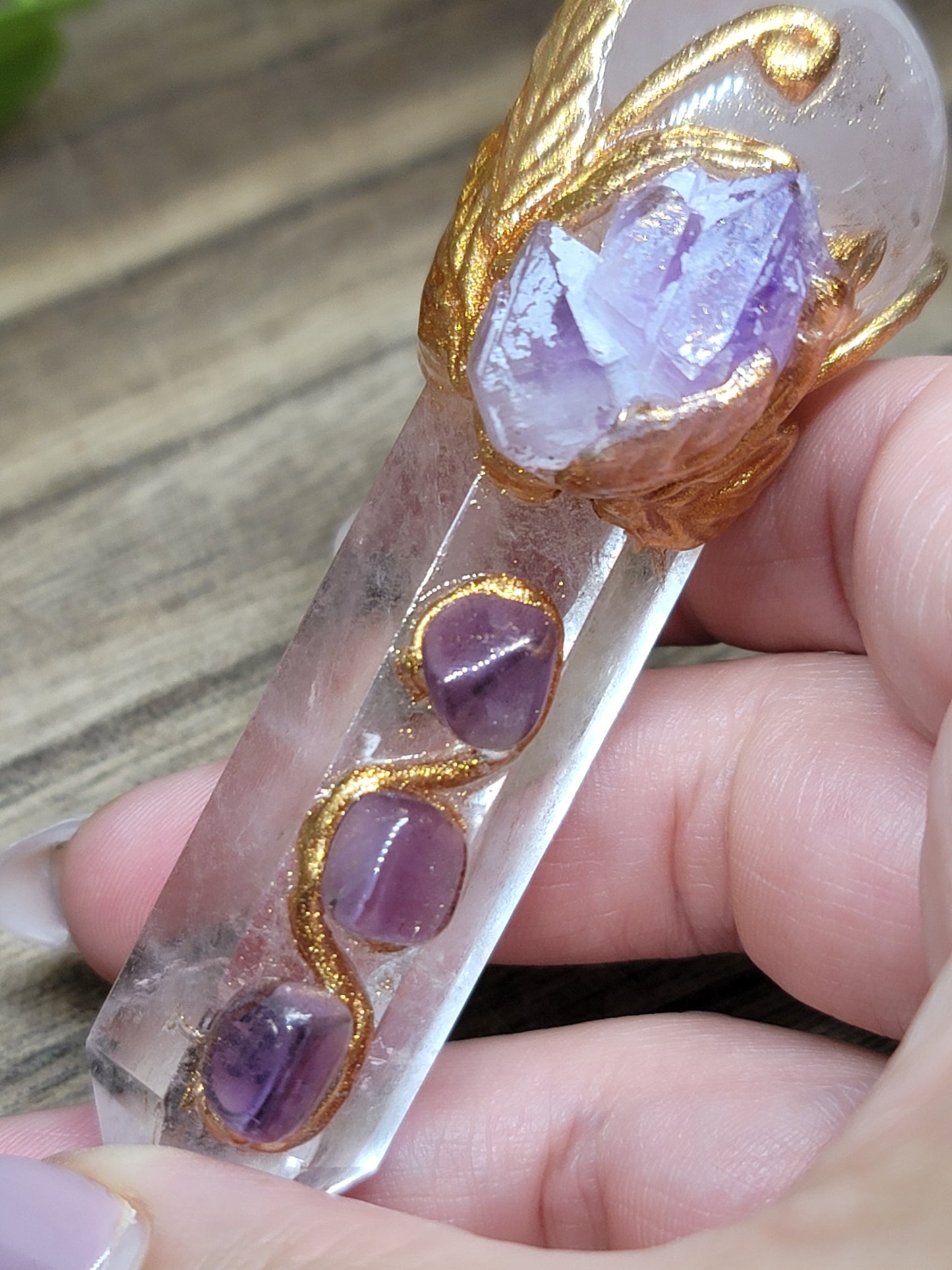 Handcrafted Quartz & Rose Quartz Wand – Unique Energy Tool for Healing & Manifestation