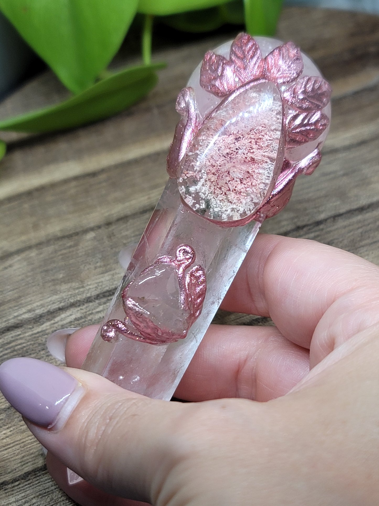 Handcrafted Quartz & Rose Quartz Wand – Unique Energy Tool for Healing & Manifestation