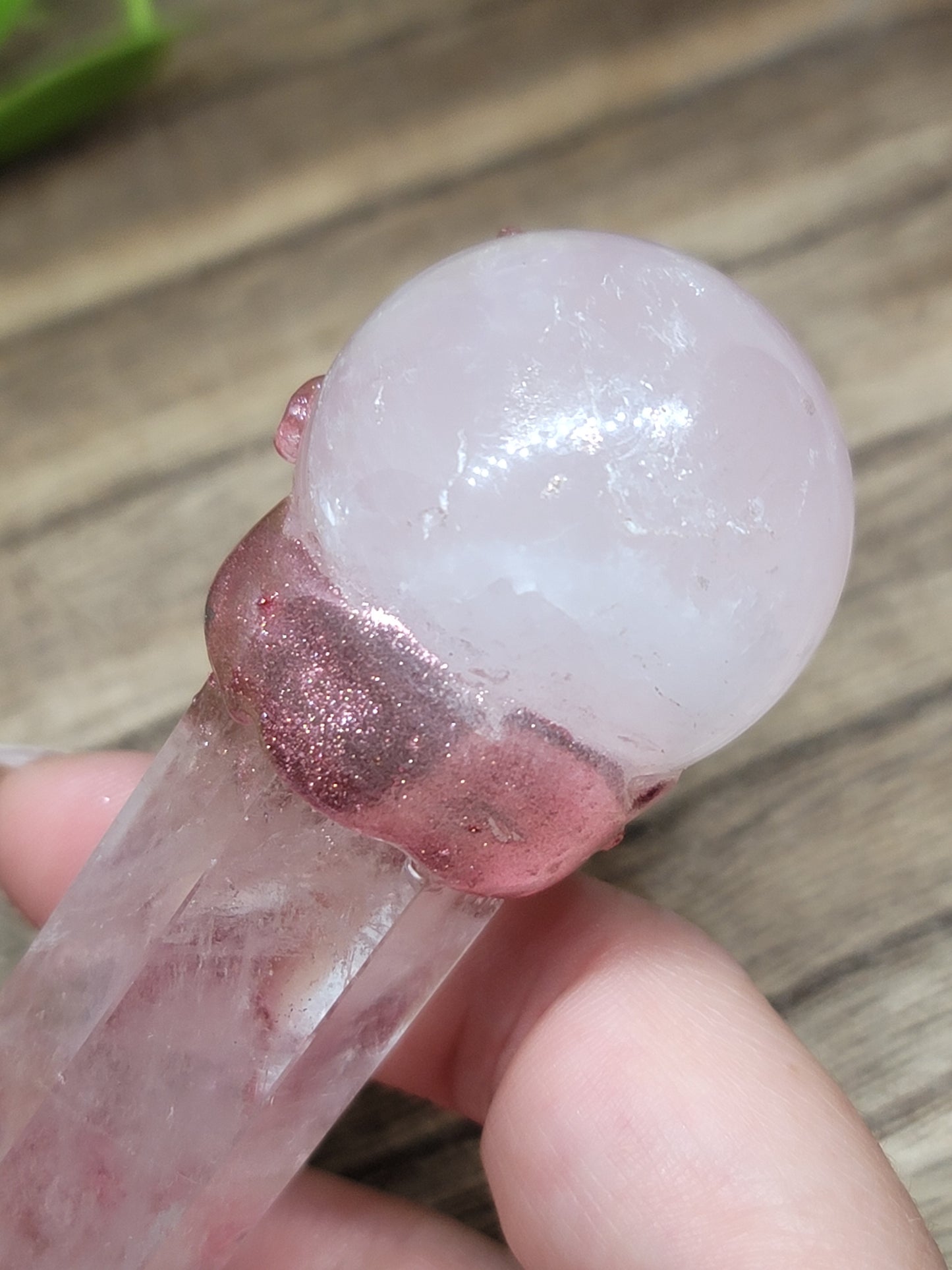 Handcrafted Quartz & Rose Quartz Wand – Unique Energy Tool for Healing & Manifestation