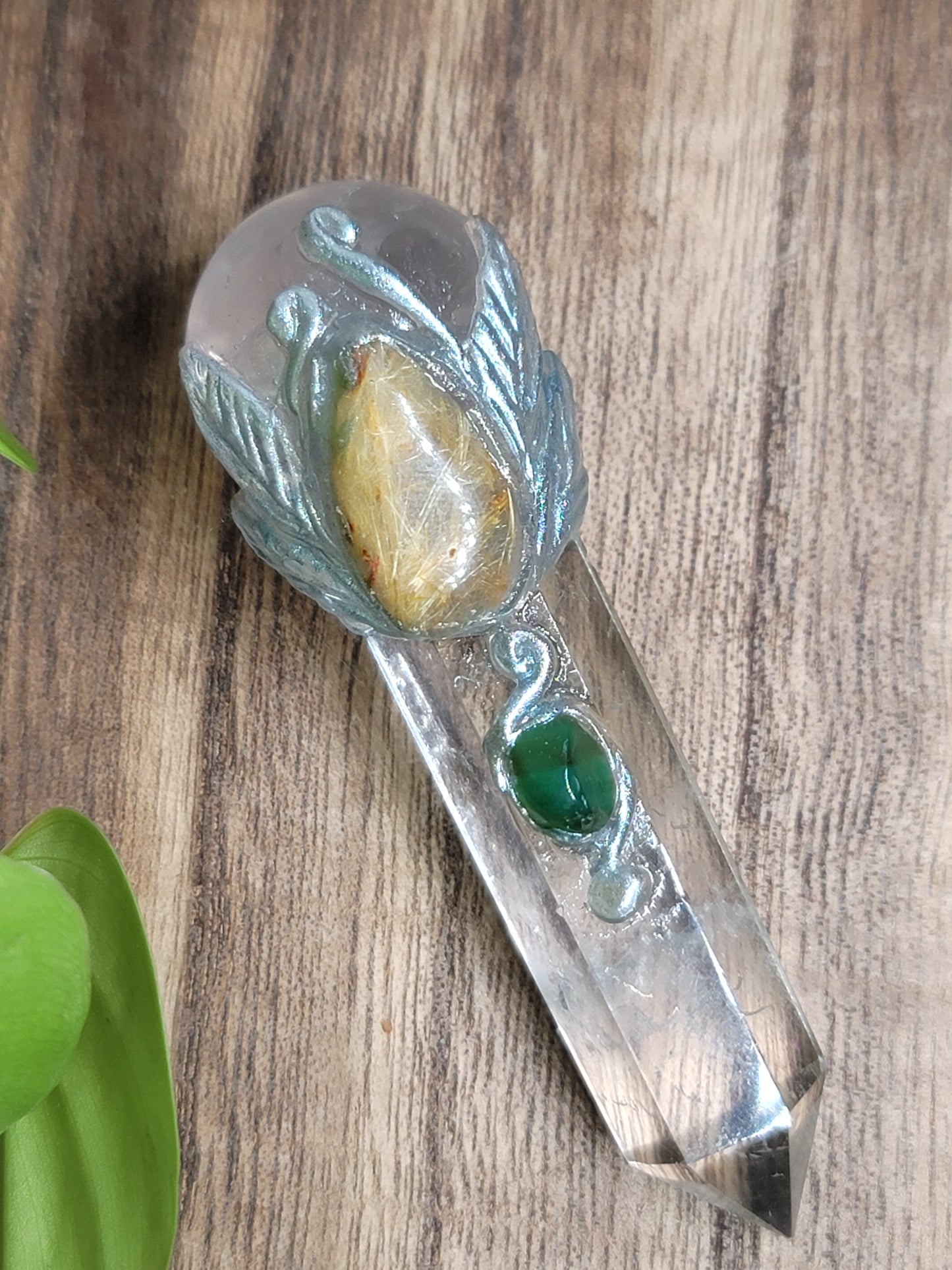 Handcrafted Quartz & Rose Quartz Wand – Unique Energy Tool for Healing & Manifestation