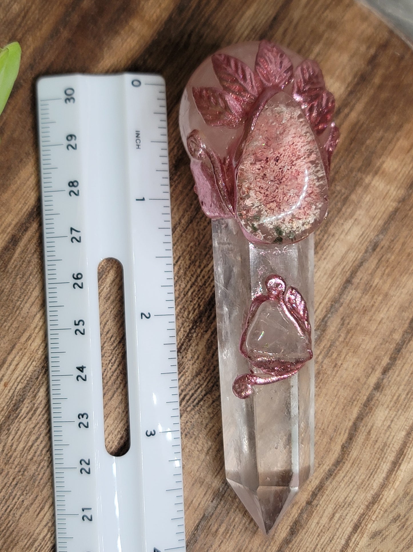 Handcrafted Quartz & Rose Quartz Wand – Unique Energy Tool for Healing & Manifestation
