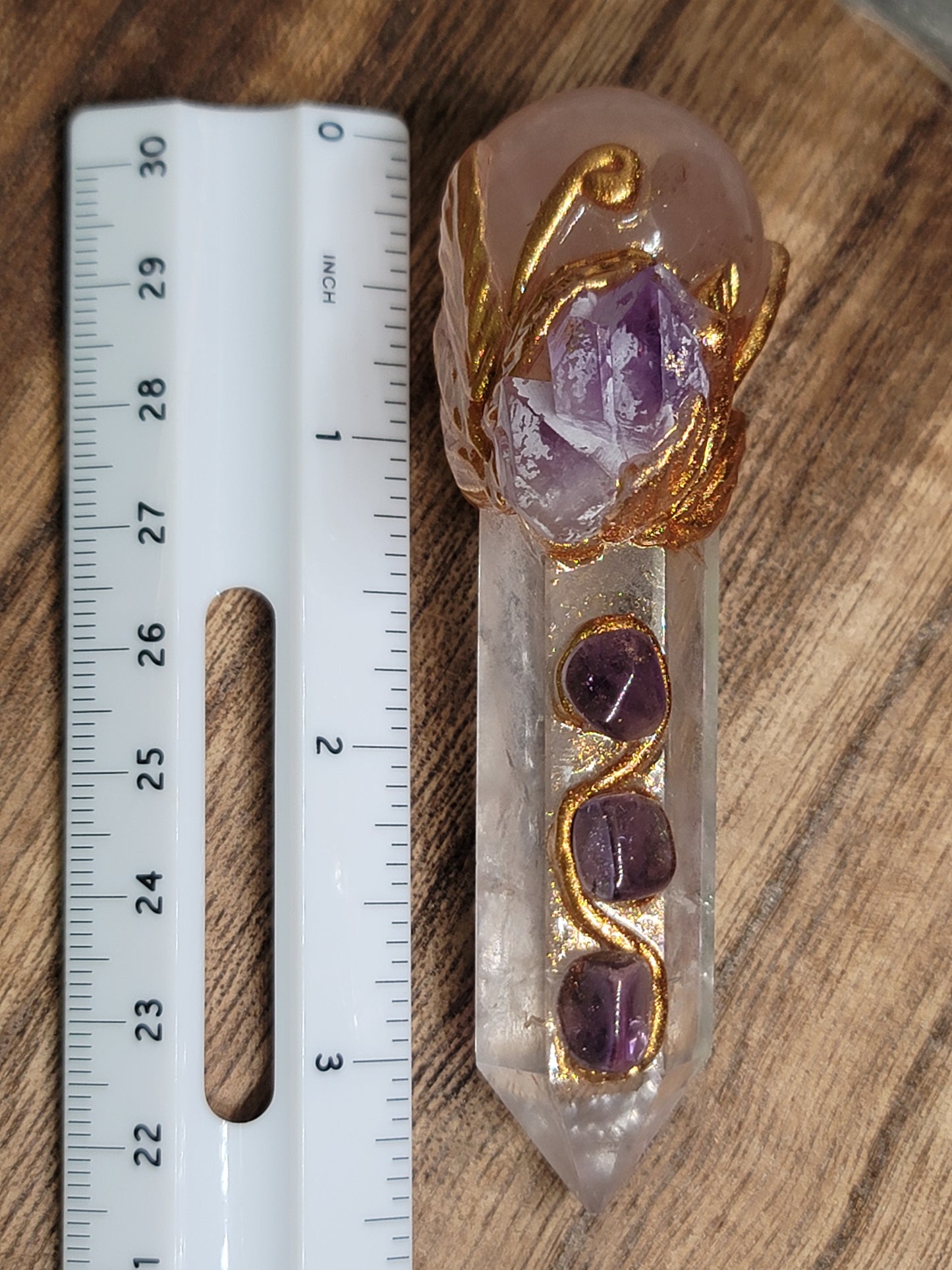 Handcrafted Quartz & Rose Quartz Wand – Unique Energy Tool for Healing & Manifestation