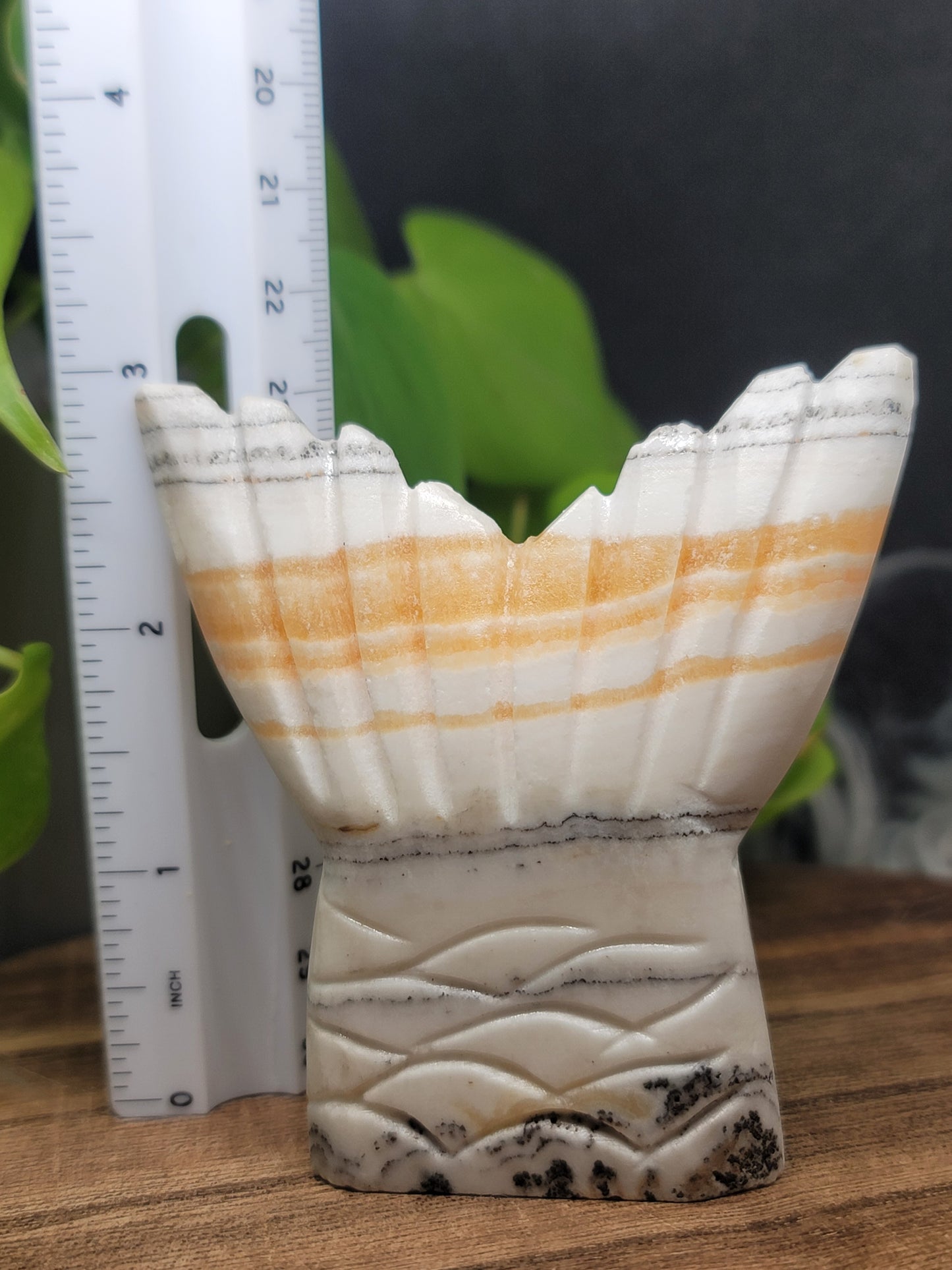 Banded Chocolate Calcite Mermaid Tail Carving: Grounding Energy and Emotional Transformation