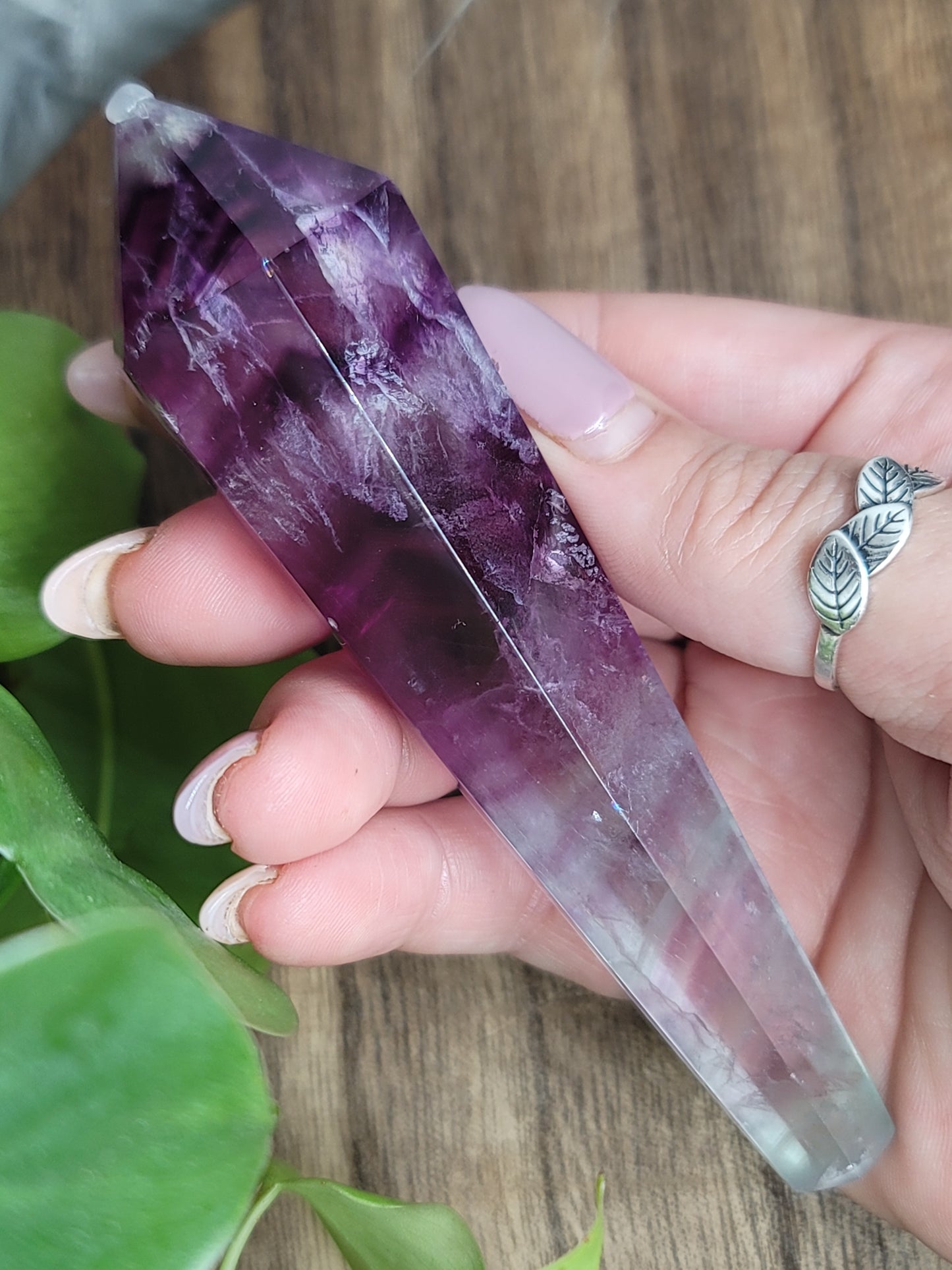 Watermelon Fluorite Wand – Crystal for Focus, Balance & Emotional Healing