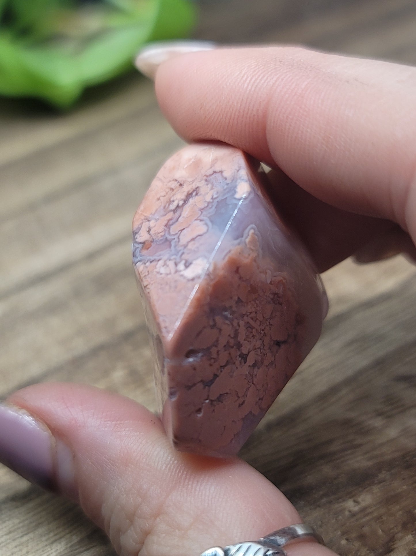 Pink Agate Freeform with Druzy – Calming & Heart-Healing Crystal