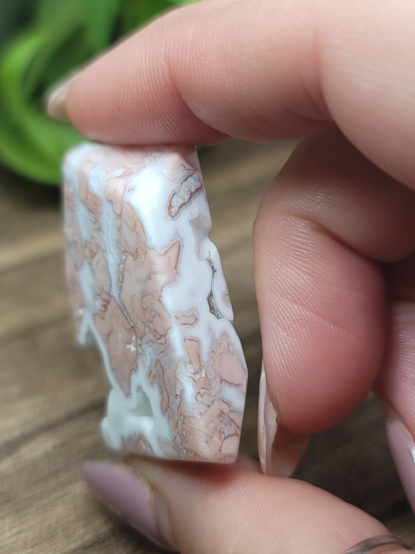 Pink Agate Freeform with Druzy – Calming & Heart-Healing Crystal