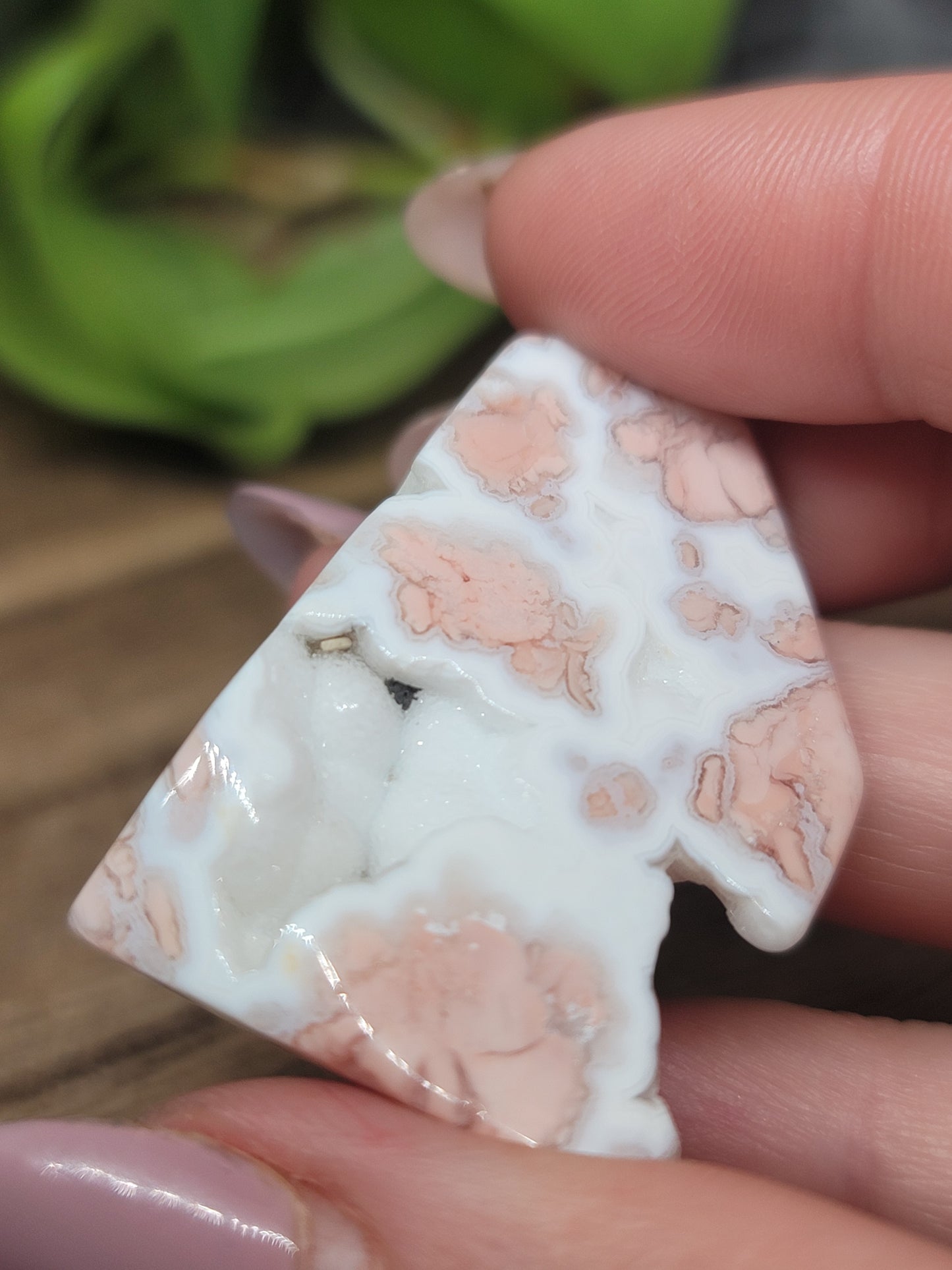 Pink Agate Freeform with Druzy – Calming & Heart-Healing Crystal