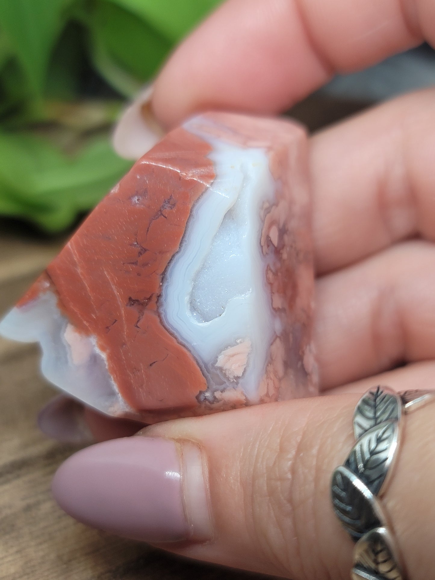 Pink Agate Freeform with Druzy – Calming & Heart-Healing Crystal