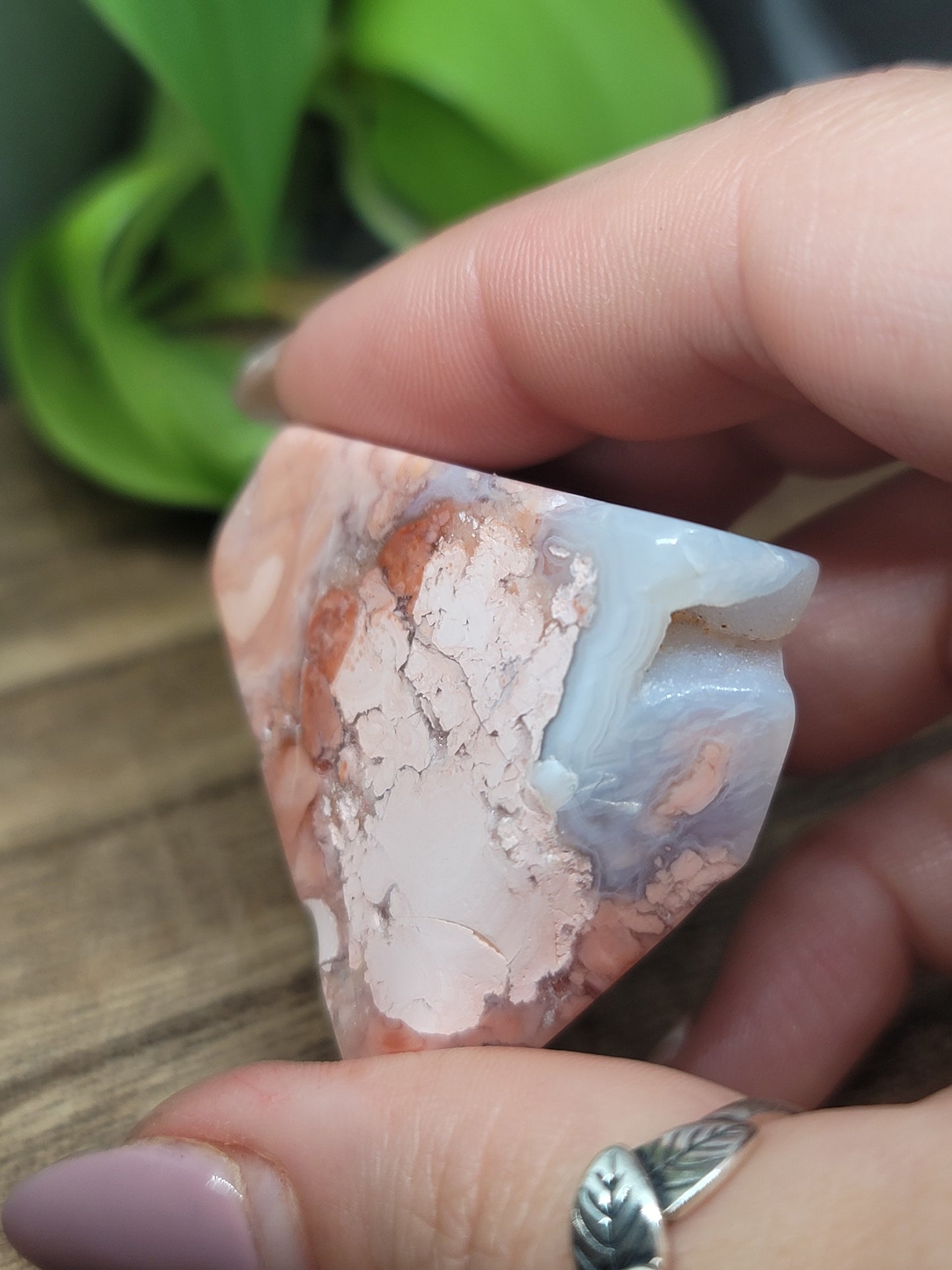 Pink Agate Freeform with Druzy – Calming & Heart-Healing Crystal