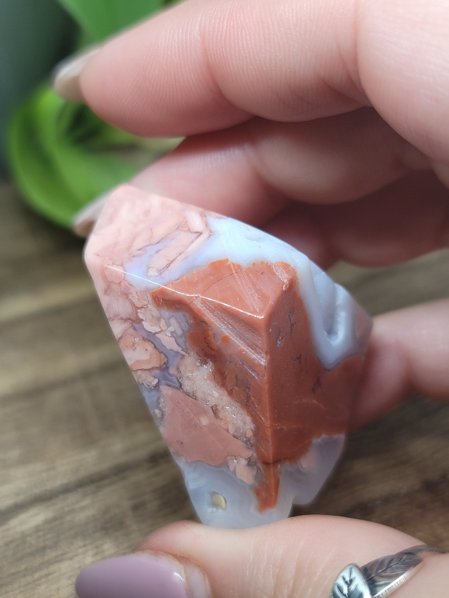 Pink Agate Freeform with Druzy – Calming & Heart-Healing Crystal