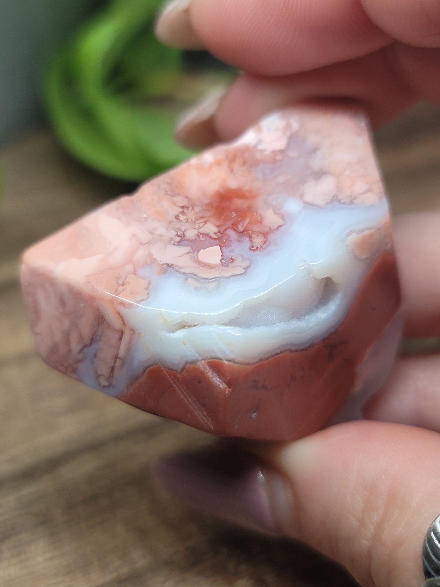 Pink Agate Freeform with Druzy – Calming & Heart-Healing Crystal