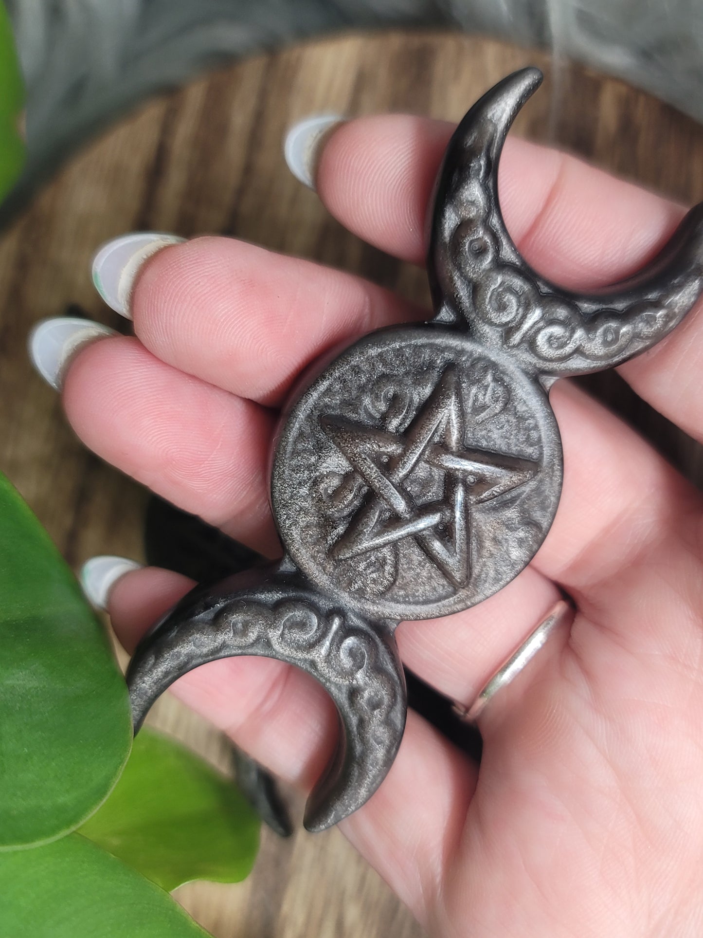 Obsidian Triple Moon Goddess | Divine Feminine Power, Protection & Rebirth