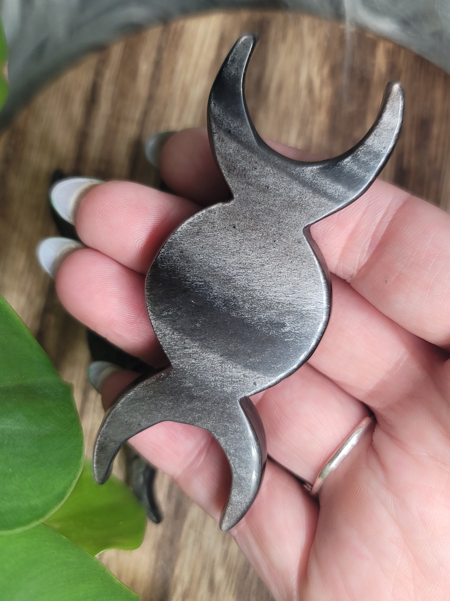 Obsidian Triple Moon Goddess | Divine Feminine Power, Protection & Rebirth