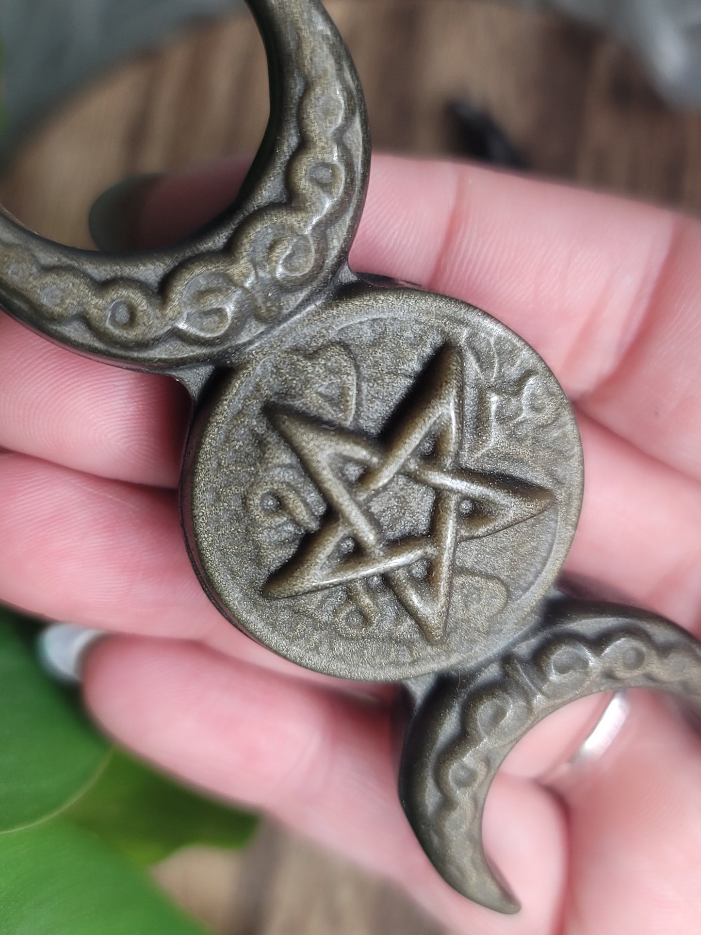 Obsidian Triple Moon Goddess | Divine Feminine Power, Protection & Rebirth