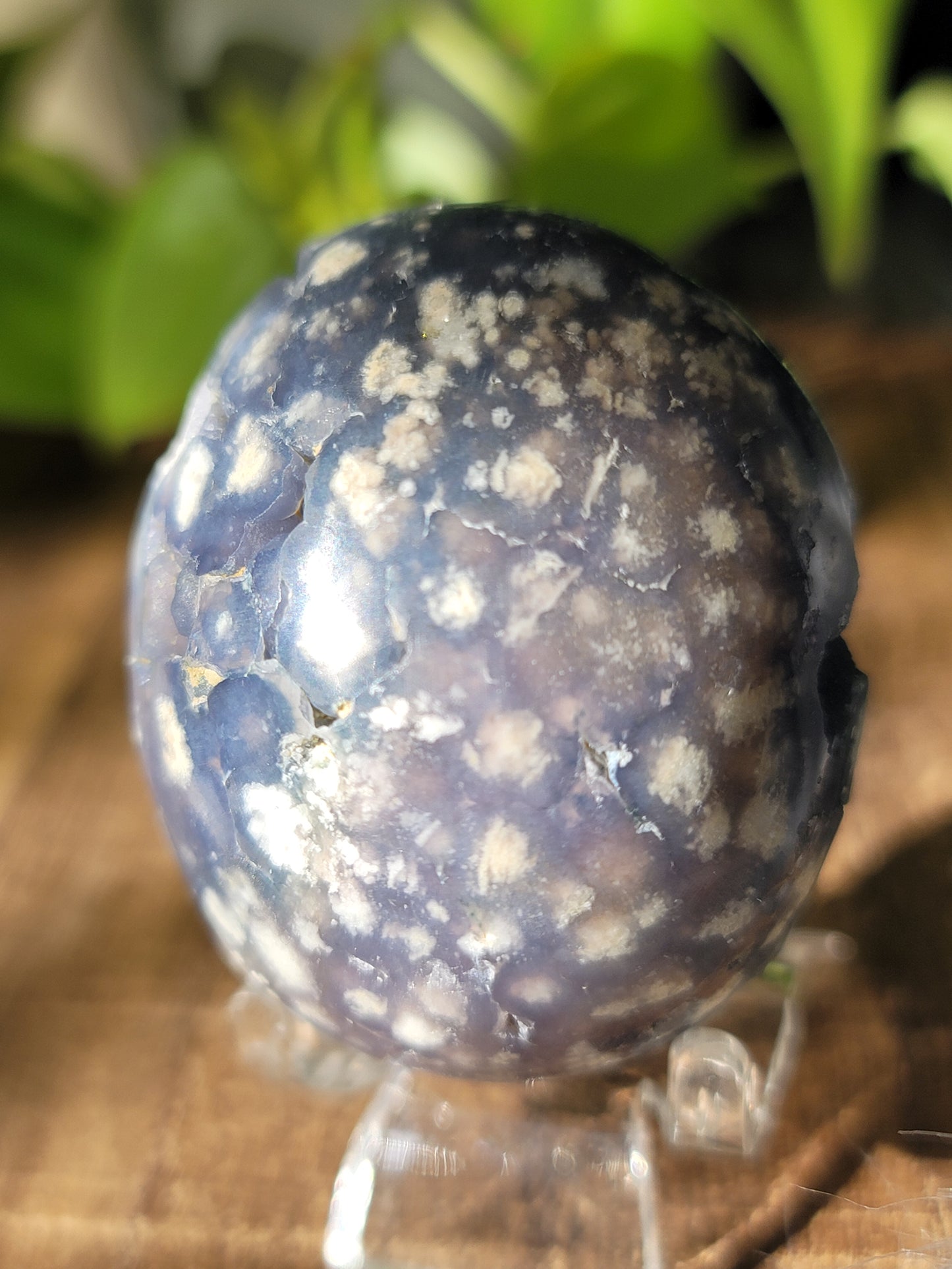 Druzy grape agate egg with grape bubbles