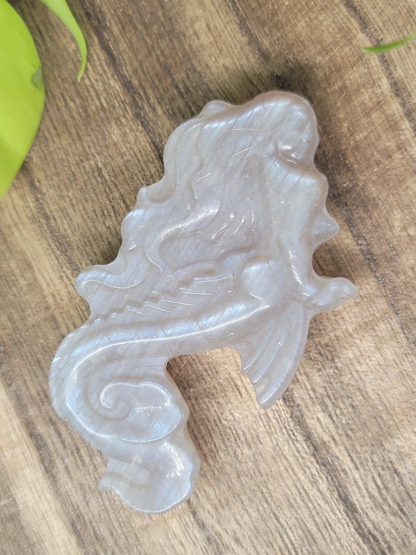 Moonstone Mermaid Carving – High Flash, Intuition & Feminine Power