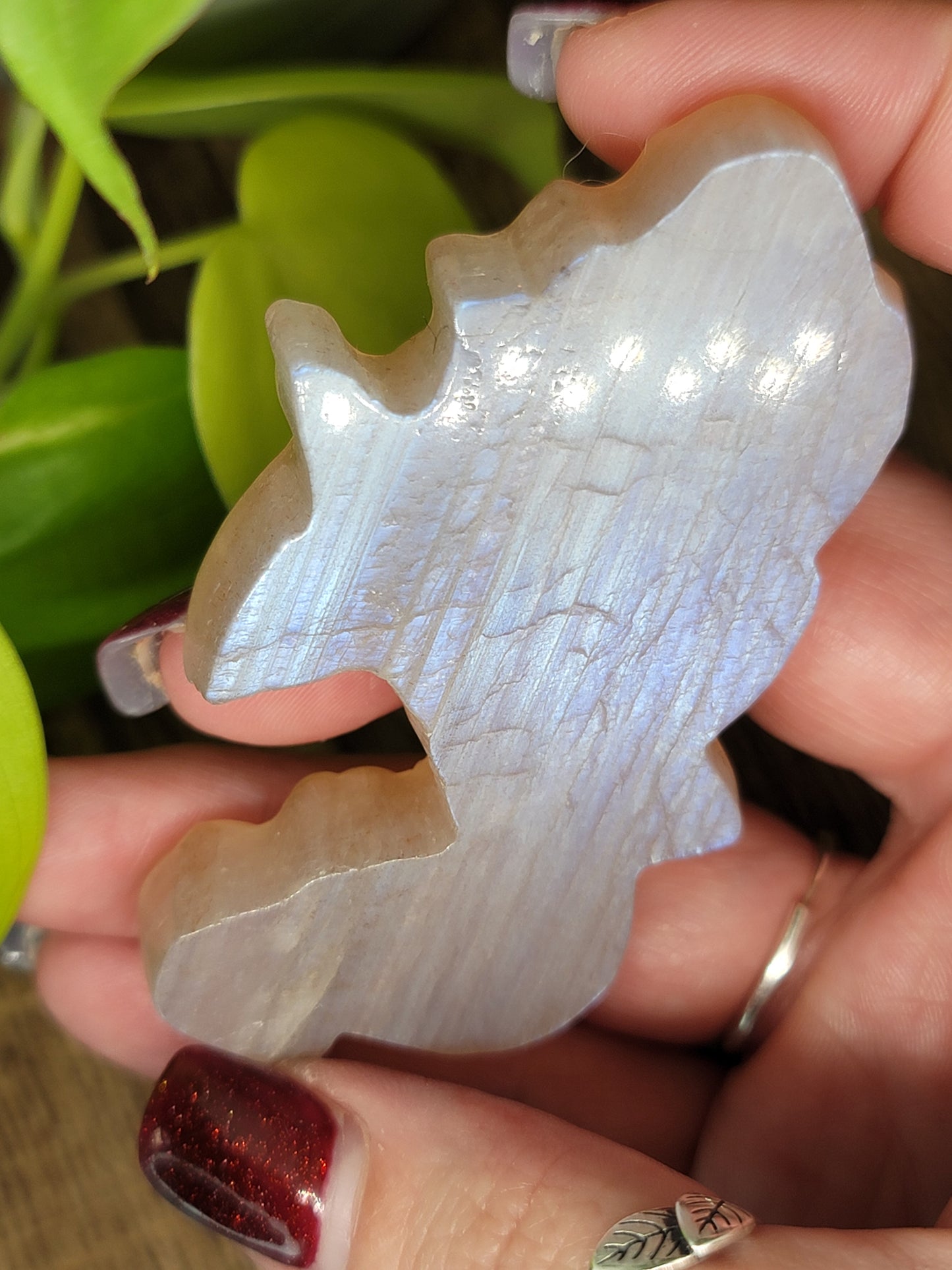 Moonstone Mermaid Carving – High Flash, Intuition & Feminine Power