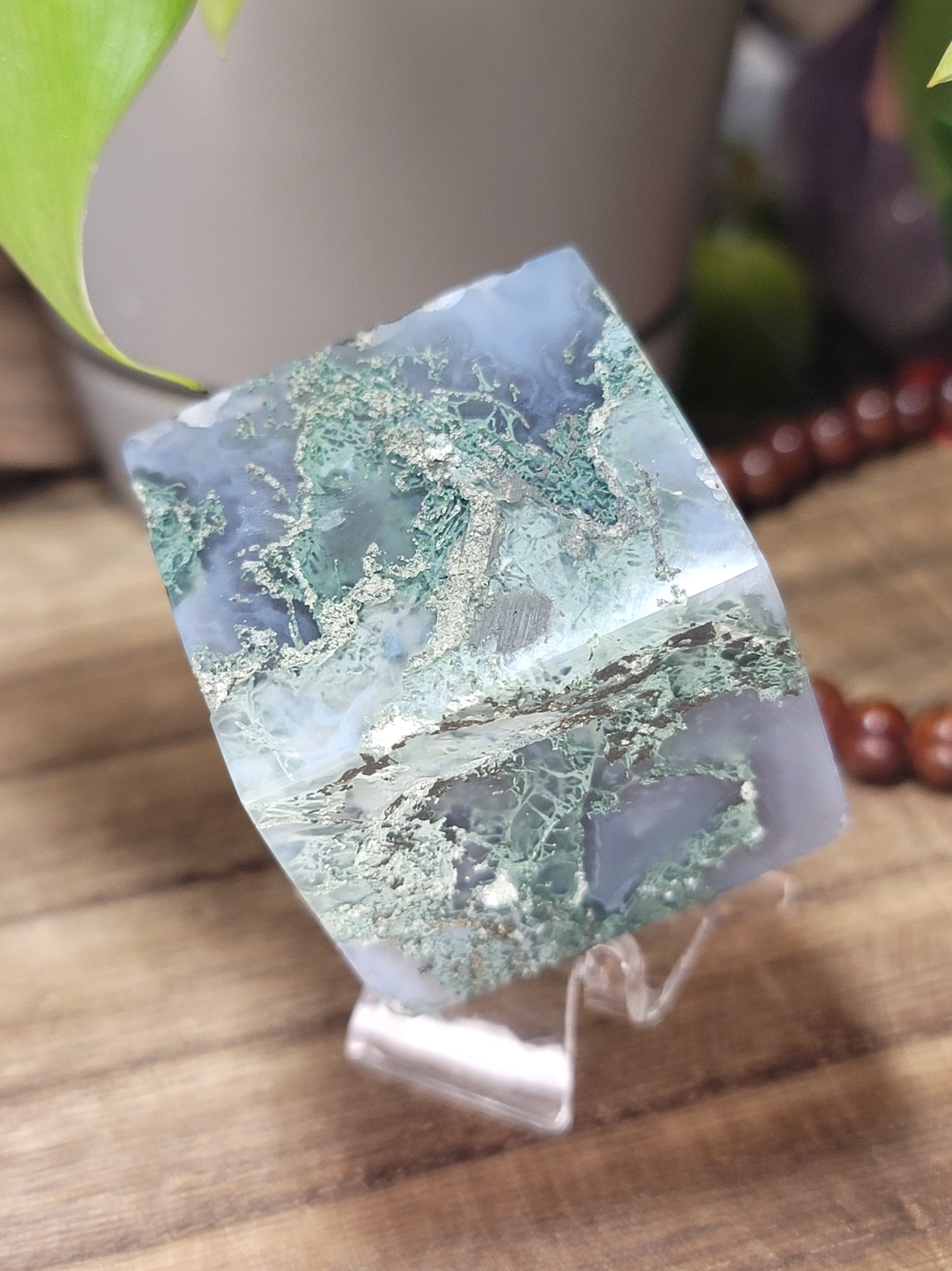 Moss Agate Cube – Stability, Growth & Earth-Aligned Energy