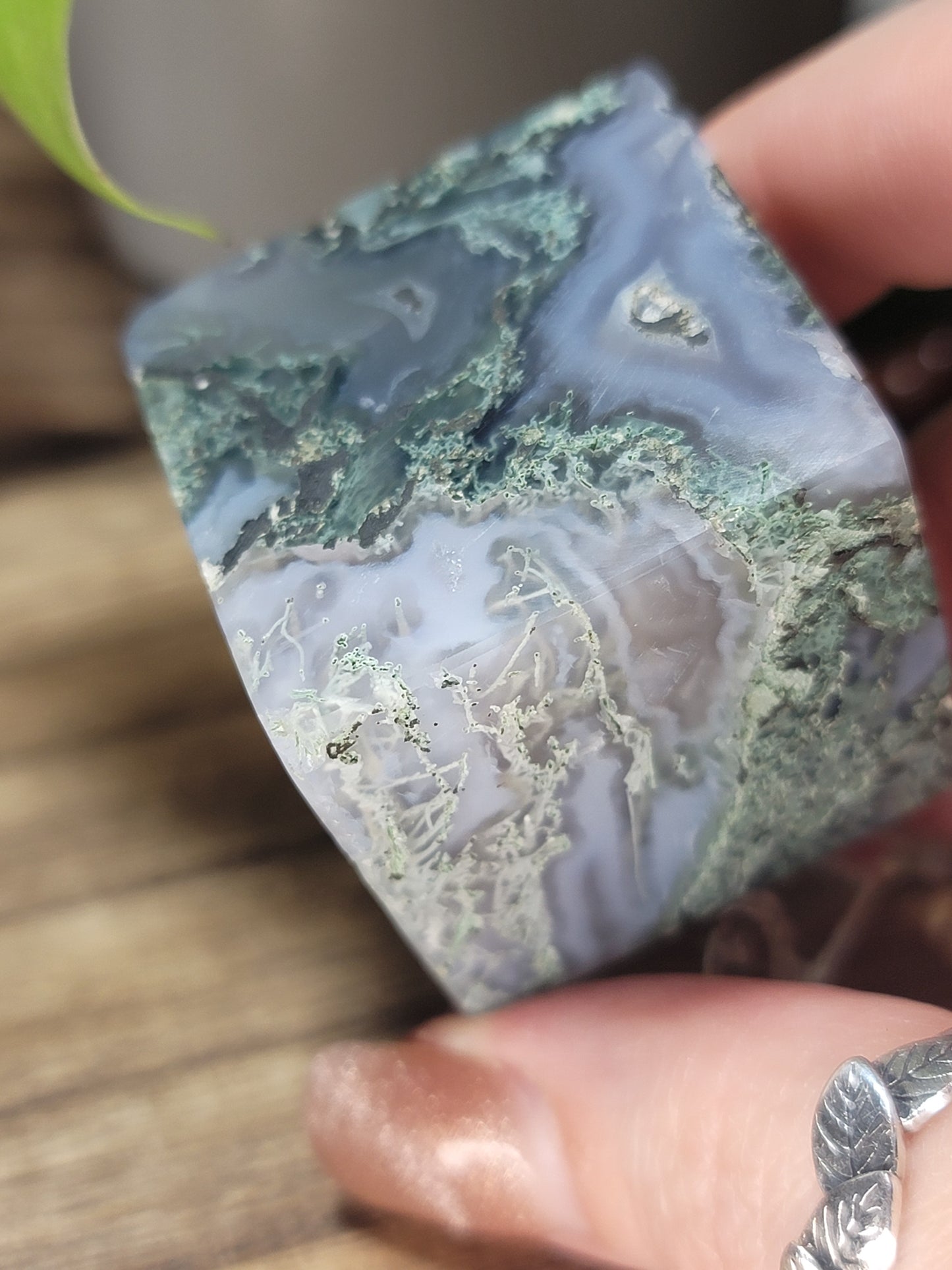 Moss Agate Cube – Stability, Growth & Earth-Aligned Energy