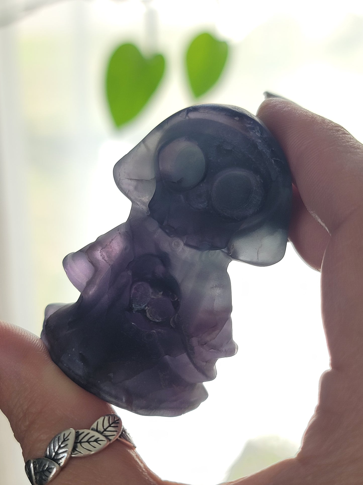 Fluorite Reaper Carving for Shadow Work Transformation and Psychic Protection