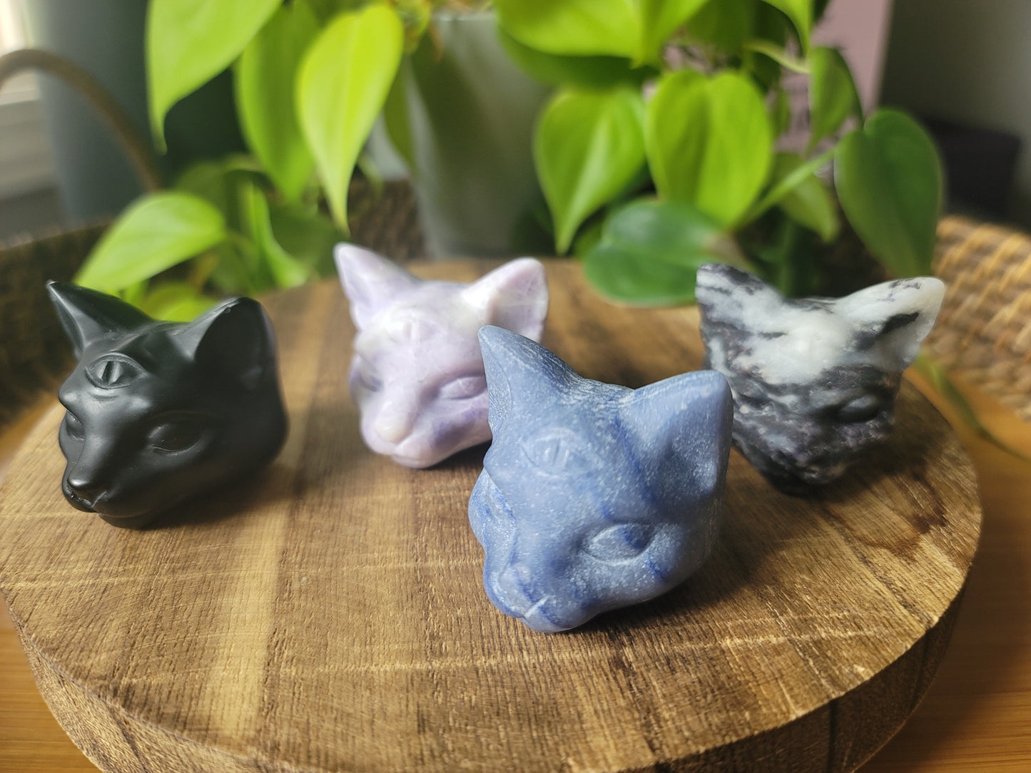 Cat Head Carving Third Eye Spiritual Tool for Intuition and Protection