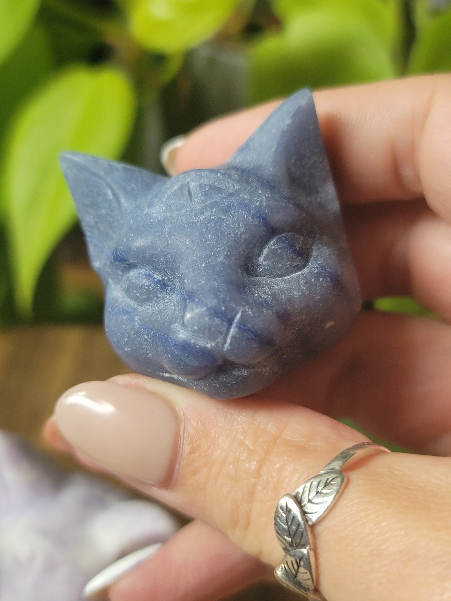 Cat Head Carving Third Eye Spiritual Tool for Intuition and Protection