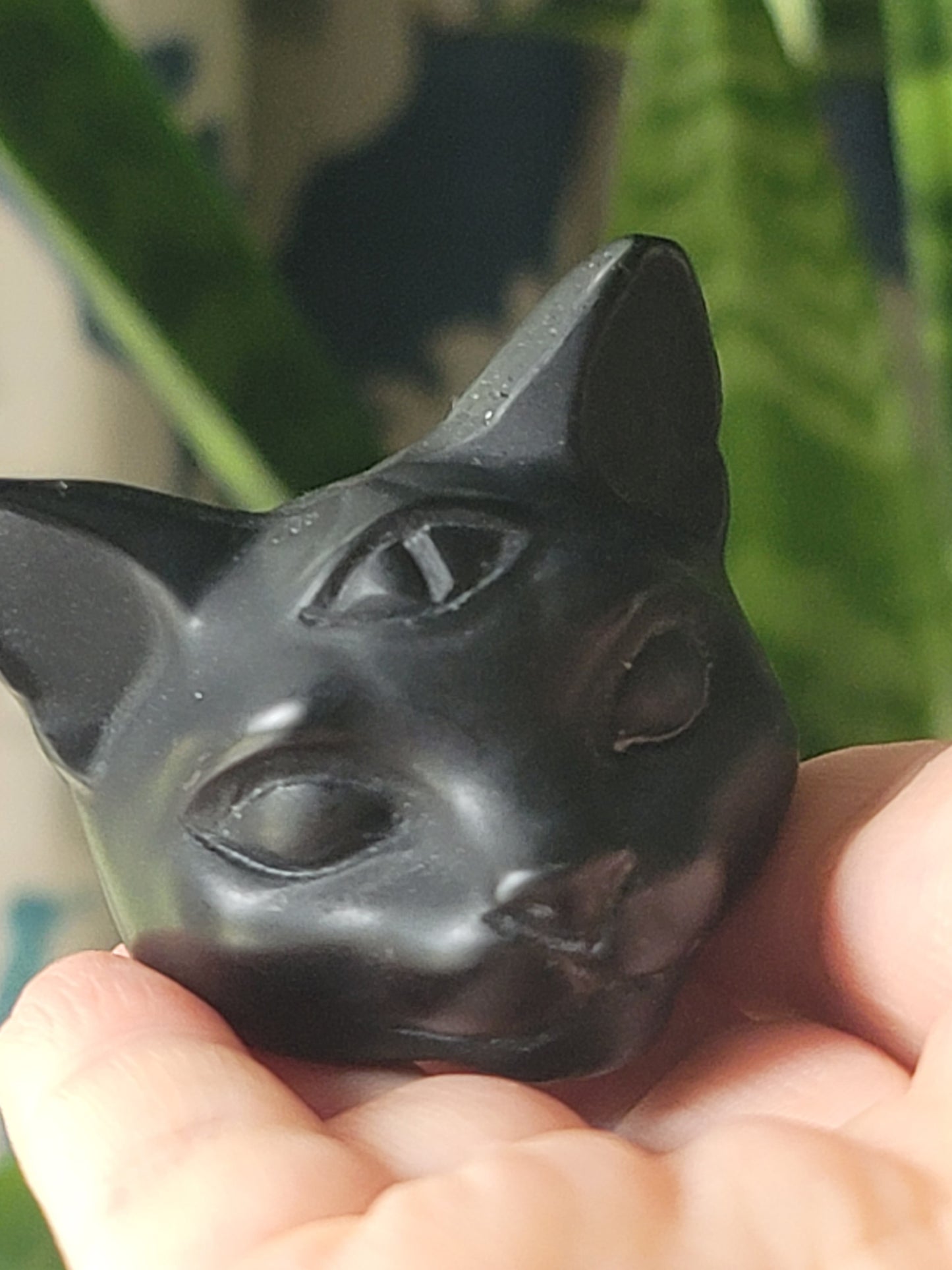 Cat Head Carving Third Eye Spiritual Tool for Intuition and Protection