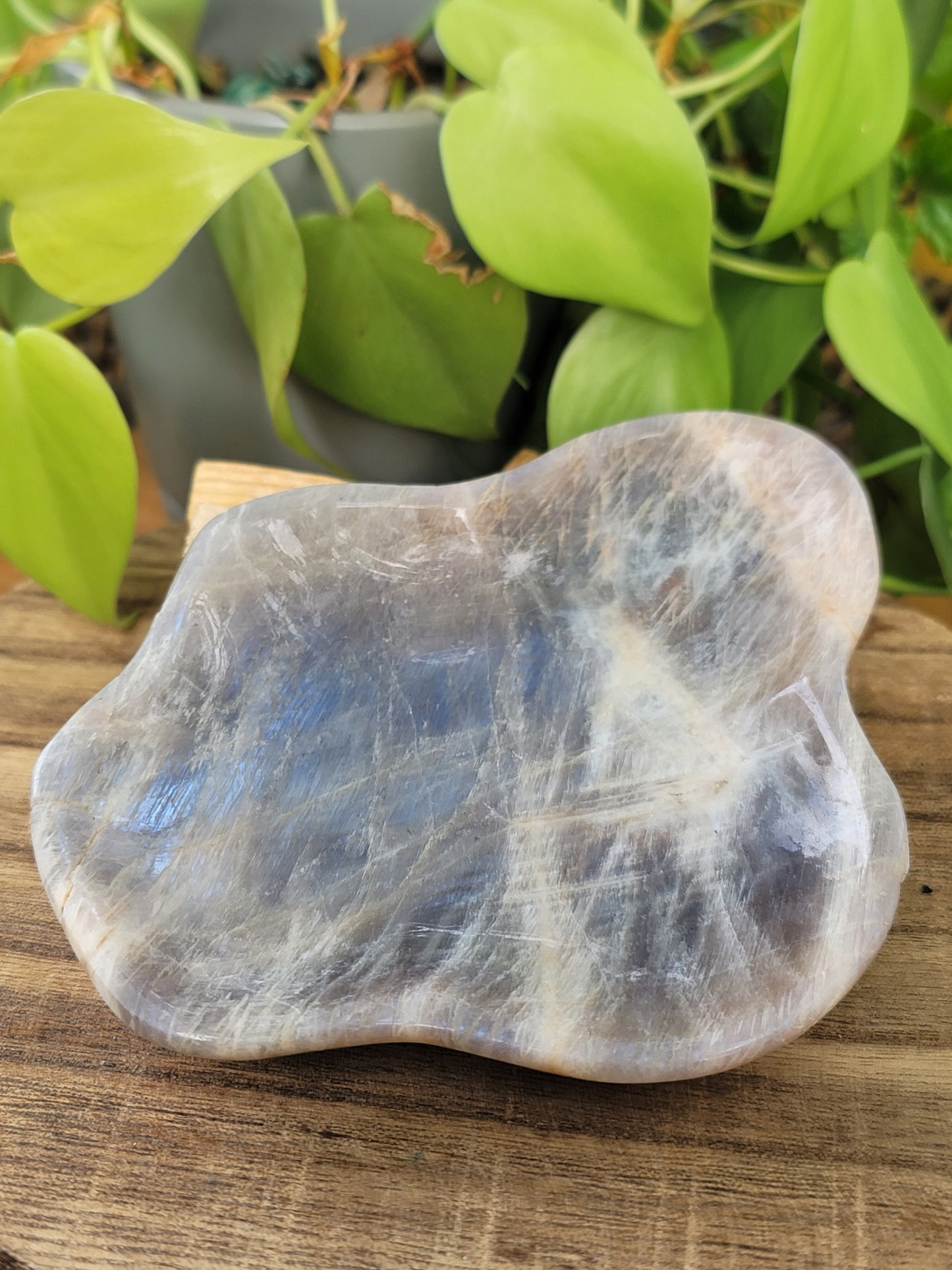 Moonstone Bowl Organic Shape for Feminine Energy Intuition and Emotional Balance