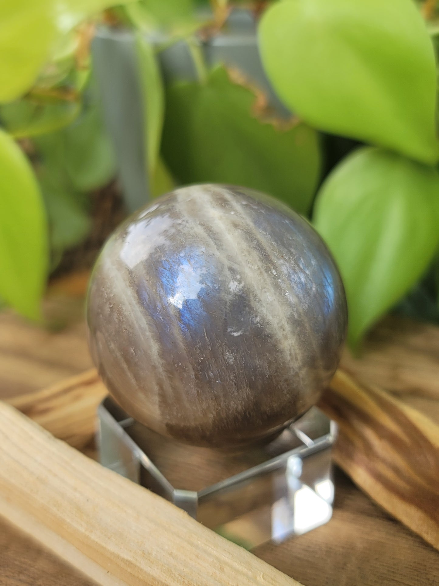 Moonstone Sphere for Intuition Feminine Energy and Emotional Flow