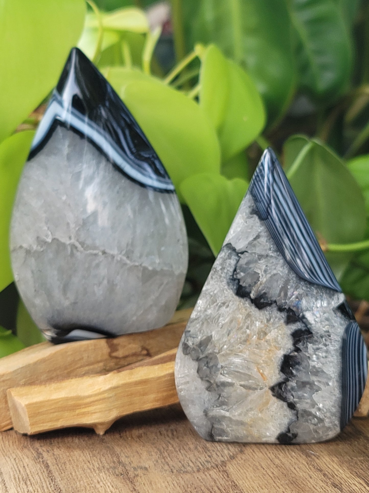 Banded Black Agate with Quartz Freeform – Protection, Clarity & Grounded Transformation