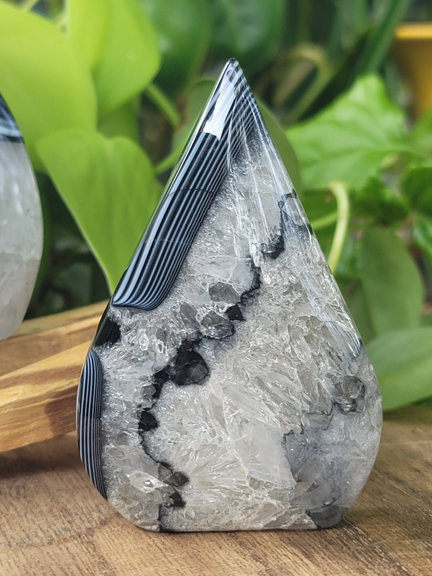 Banded Black Agate with Quartz Freeform – Protection, Clarity & Grounded Transformation